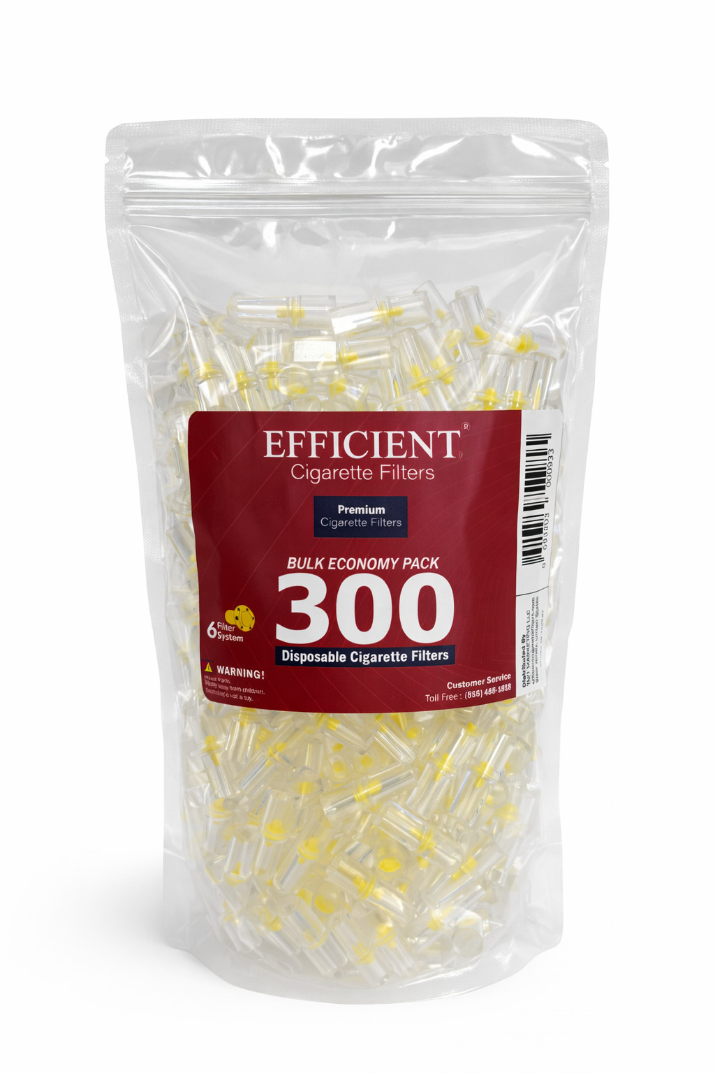 EFFICIENT Premium Cigarette Filters 6 Holes Bulk Economy Pack (300 filters)