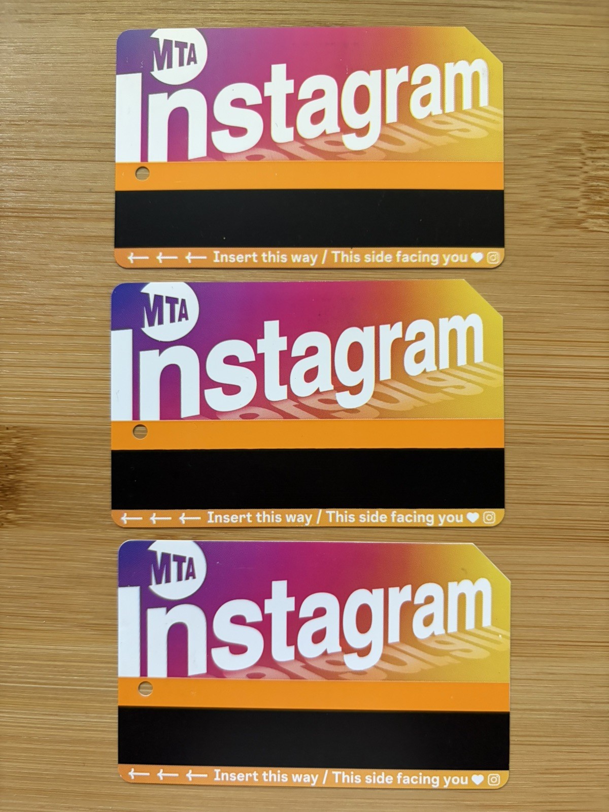 INSTAGRAM Set (3) Limited Edition NYC MTA MetroCards for Collectors Only