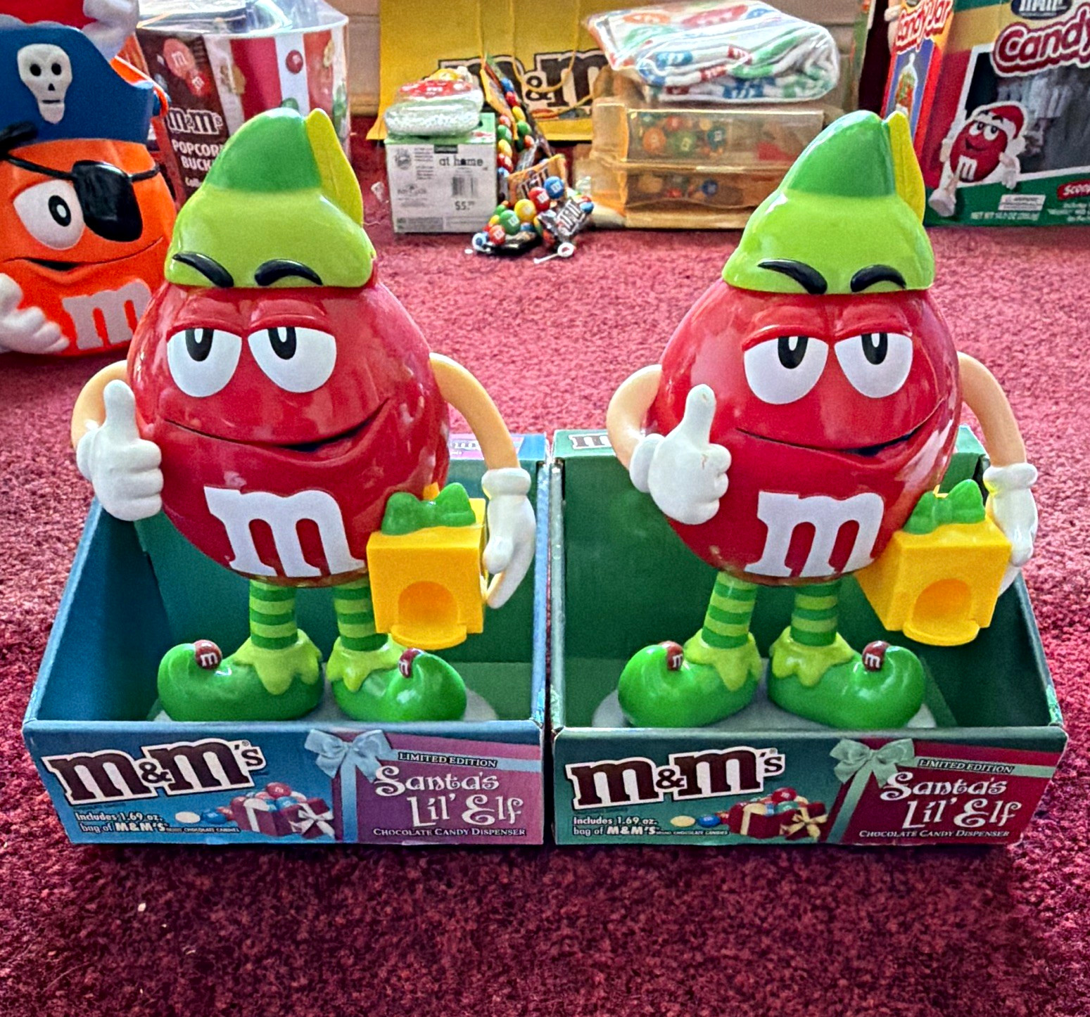 M&M’s Santa’s Lil’ Elf Red Character Candy Dispenser Limited Edition