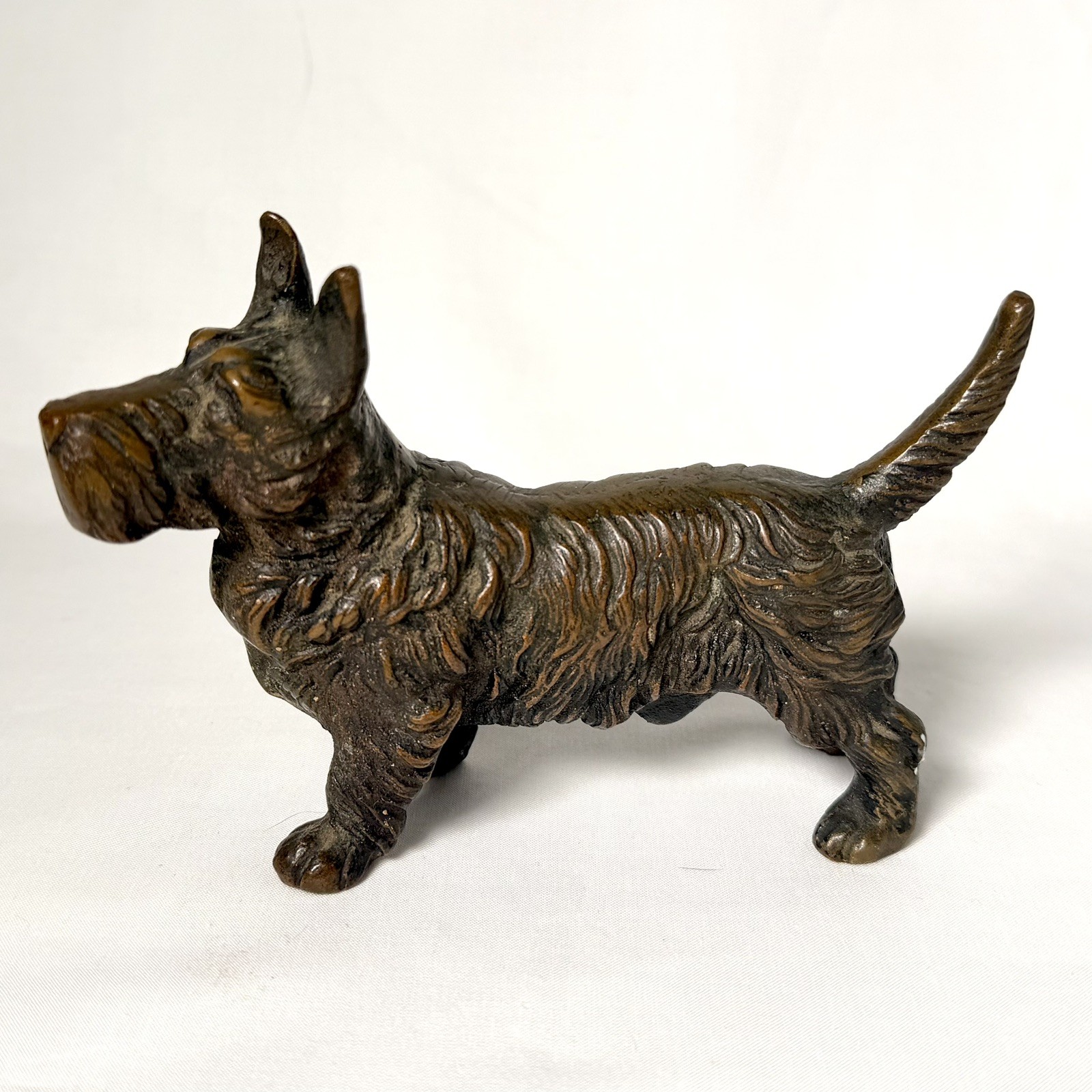 Antique Art Deco Solid Bronze Scottish Terrier Paperweight Figurine Heavy