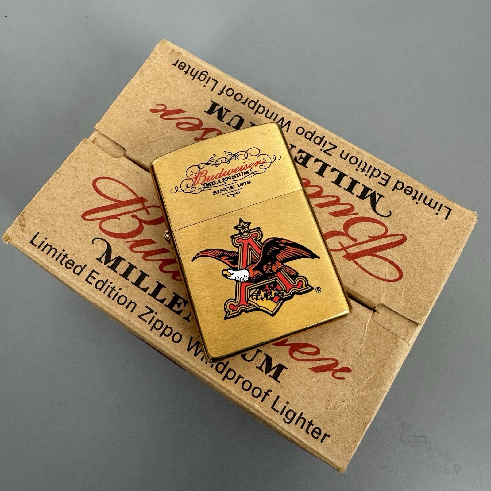 Zippo 2000 Budweiser Millennium Limited Edition Brass Lighter New In Box