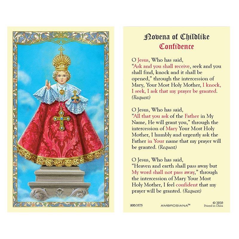 Infant of Prague Laminated Holy Card Size 2.625 in W x 4.375 in H Pack of 25