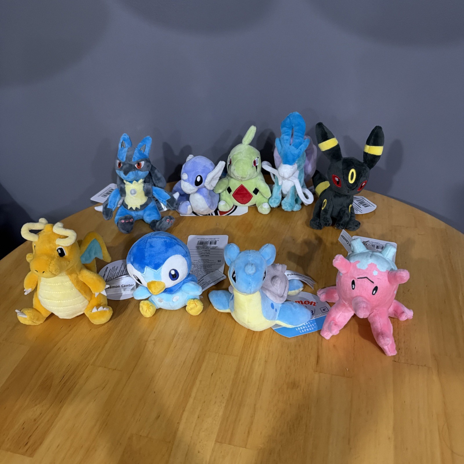 Lot of 9 Official Pokemon Center Sitting Cuties Plushies- New