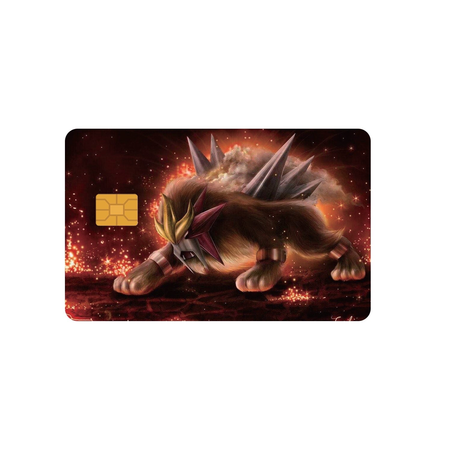Entei Pokemon Credit Card Sticker Skin Film Pre-Cut Decal Size 8.5 X 5.