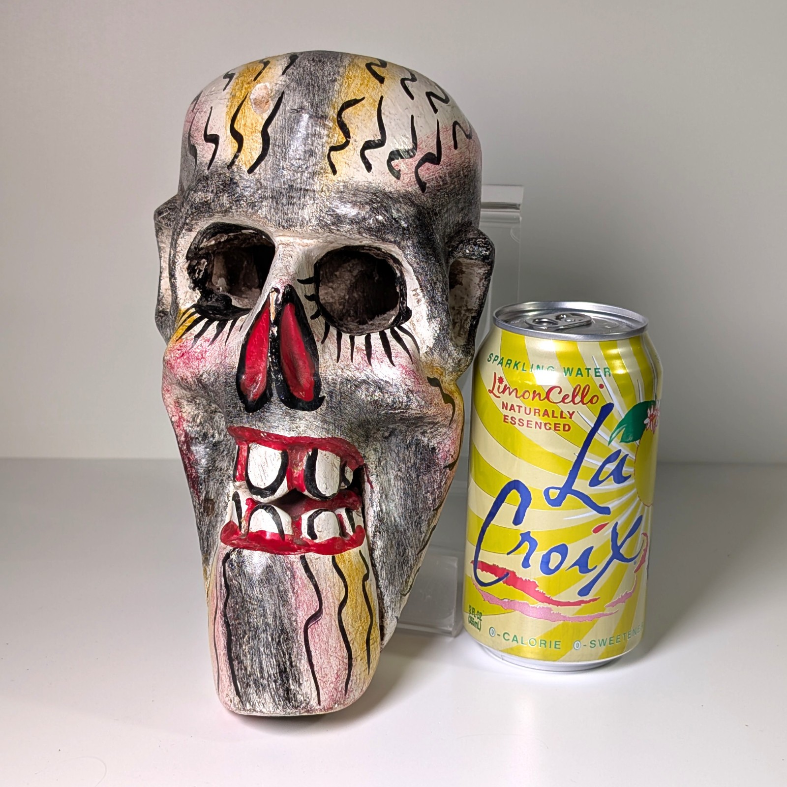 Wooden Skull Mask Sculpture Mexican Folk Art Calavera Moving Jaw Macabre 9\ Wooden Skull Mask Sculpture Mexican Folk Art Calavera Moving Jaw Macabre 9\