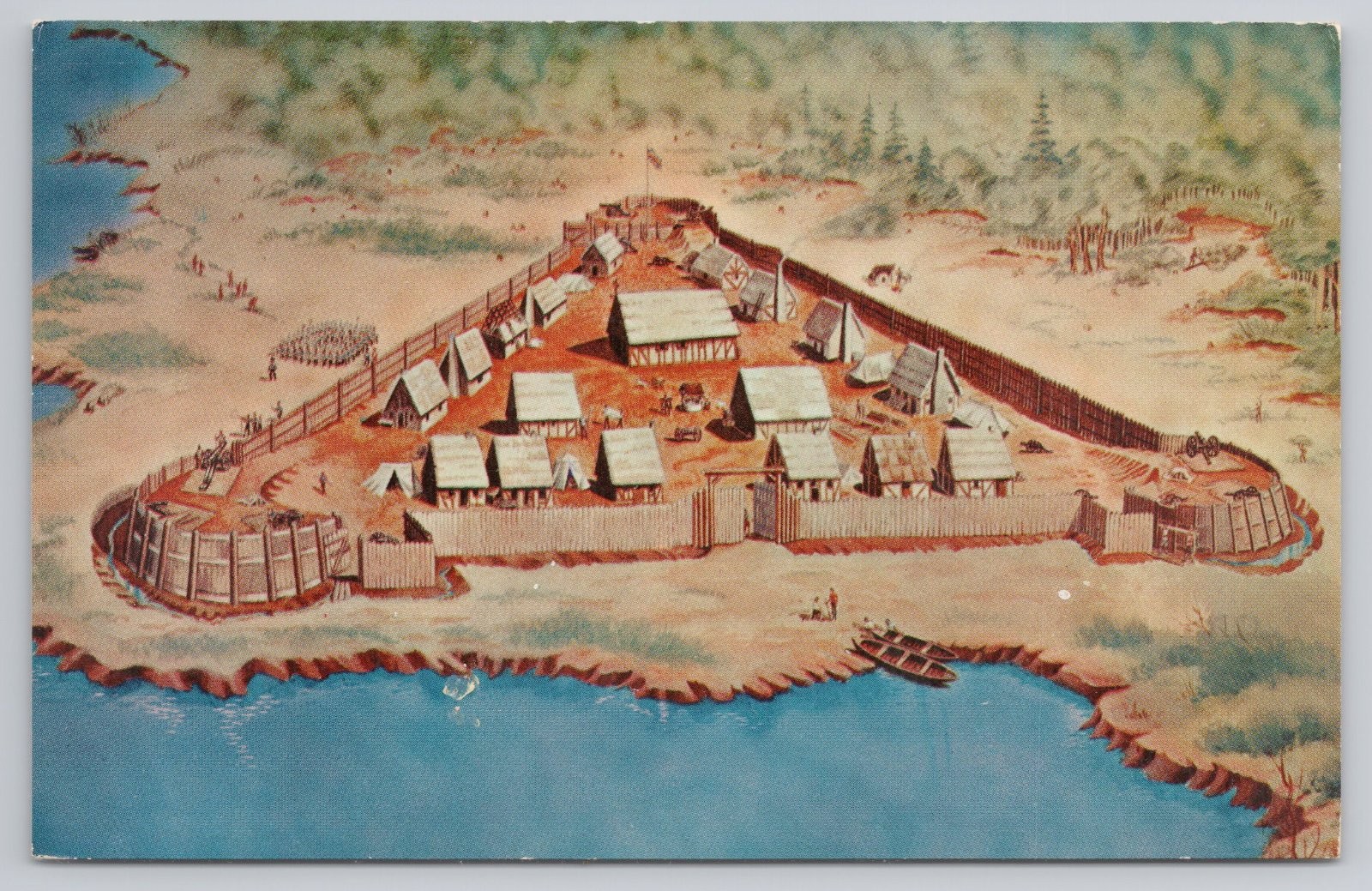 Postcard James Fort Jamestown Virginia Colonial Williamsburg