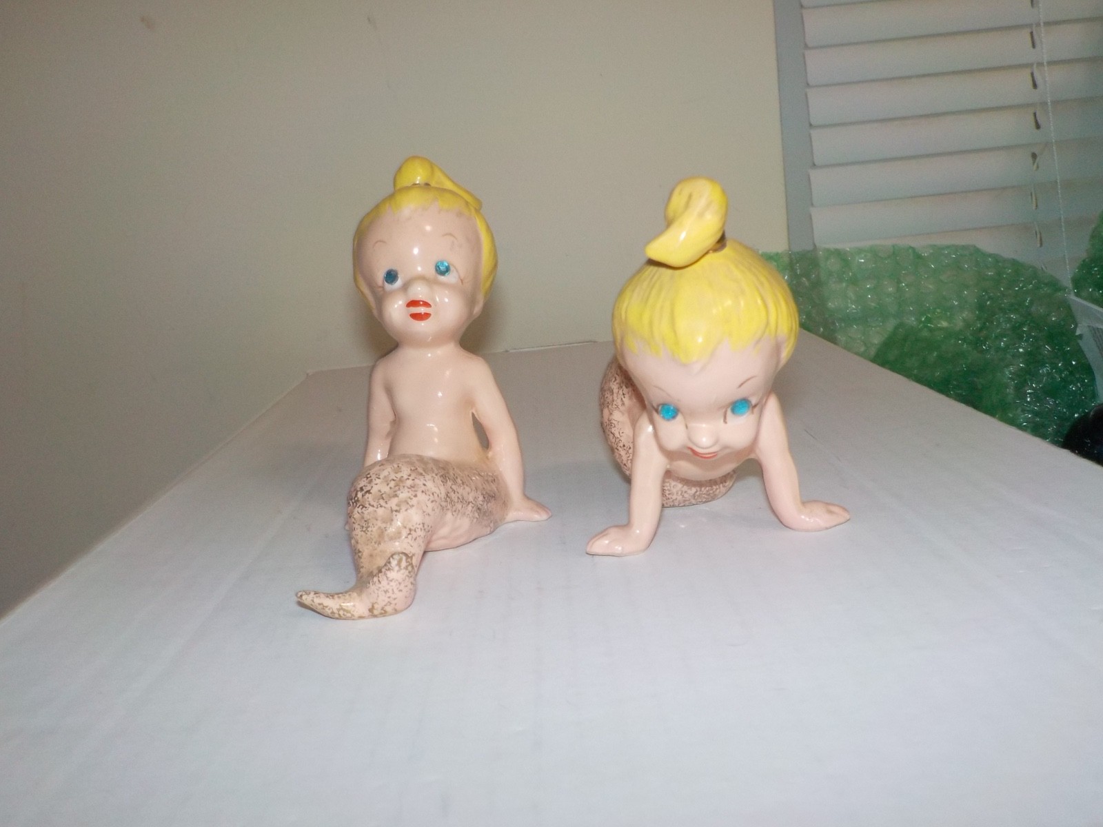 2 Vintage 1950's Kreiss Ceramic Little Mermaid Girls Group C