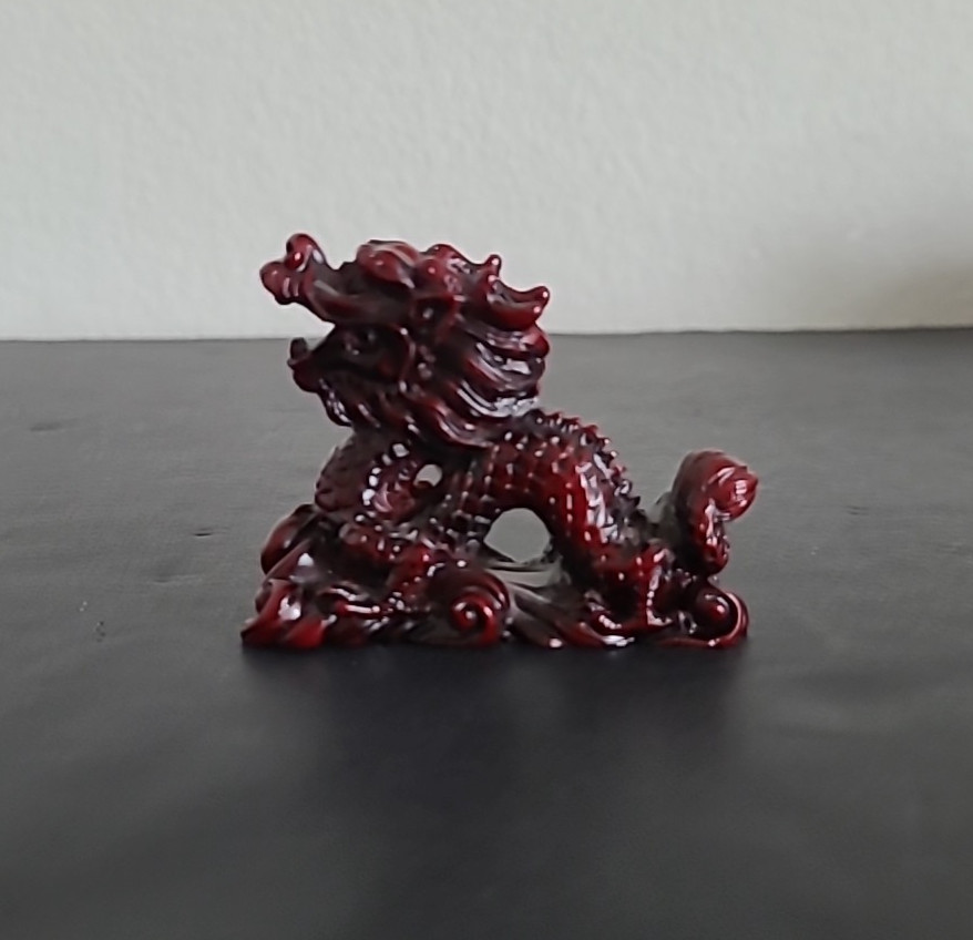 Vintage Chinese Red Dragon Figurine 2.2 inch