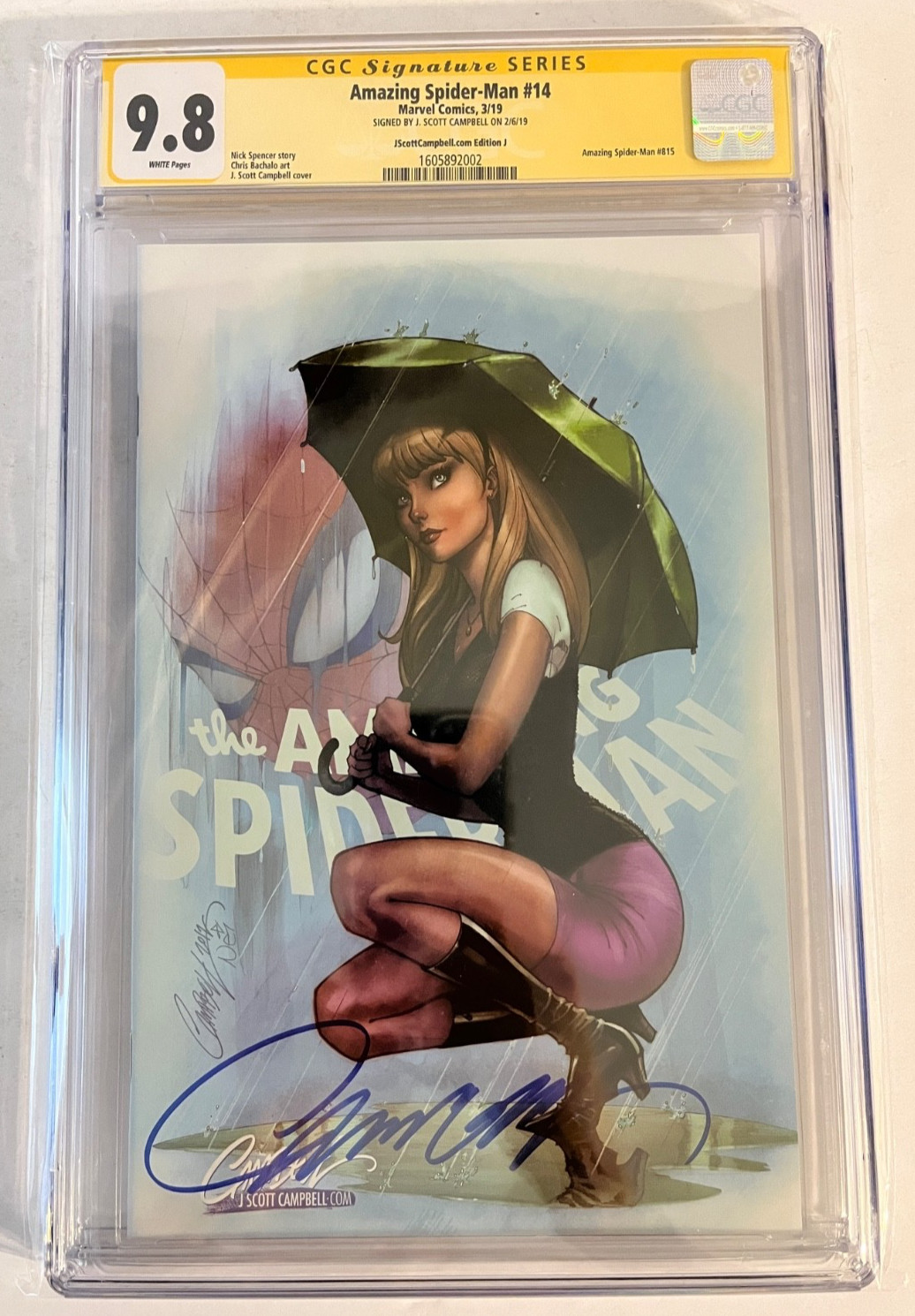 Amazing Spider-Man #14 Cover J Signed J. Scott Campbell Gwen Stacy CGC 9.8 SS