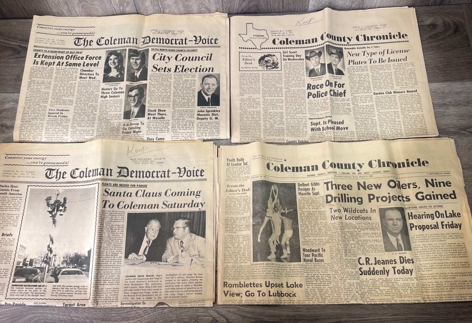 Vintage 1958-1975 Coleman County Texas Newspaper Lot (4) Abilene TX History Oil