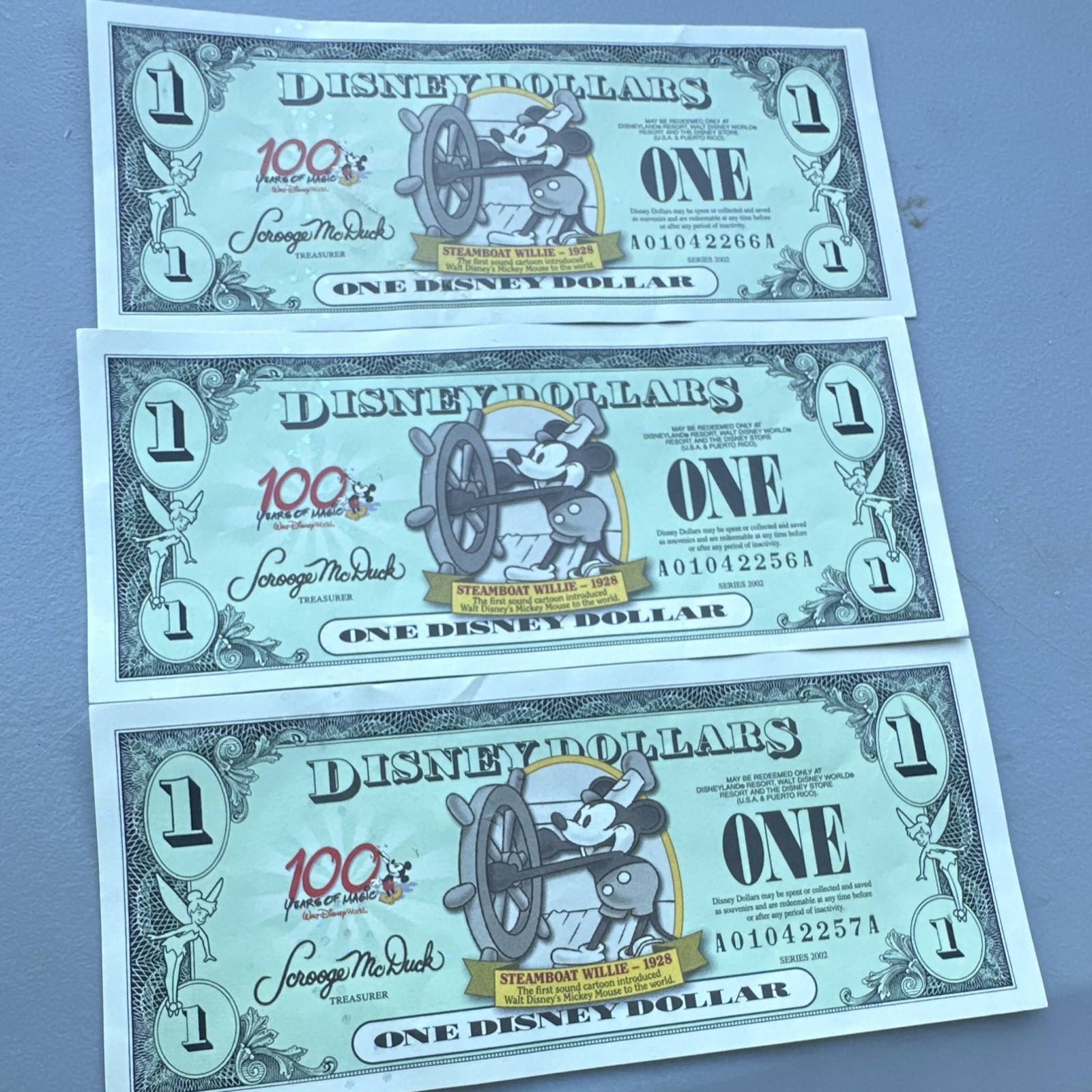 Disney 2002 $1 Steamboat Willie Dollars 100 Years Of Magic