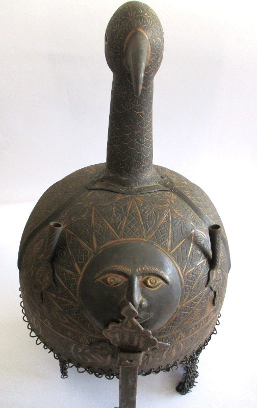 ANTIQUE ORNATE WARRIOR HELMET ARABIC CALLIGRAPHY CHAIN MAIL NOSE GUARD .