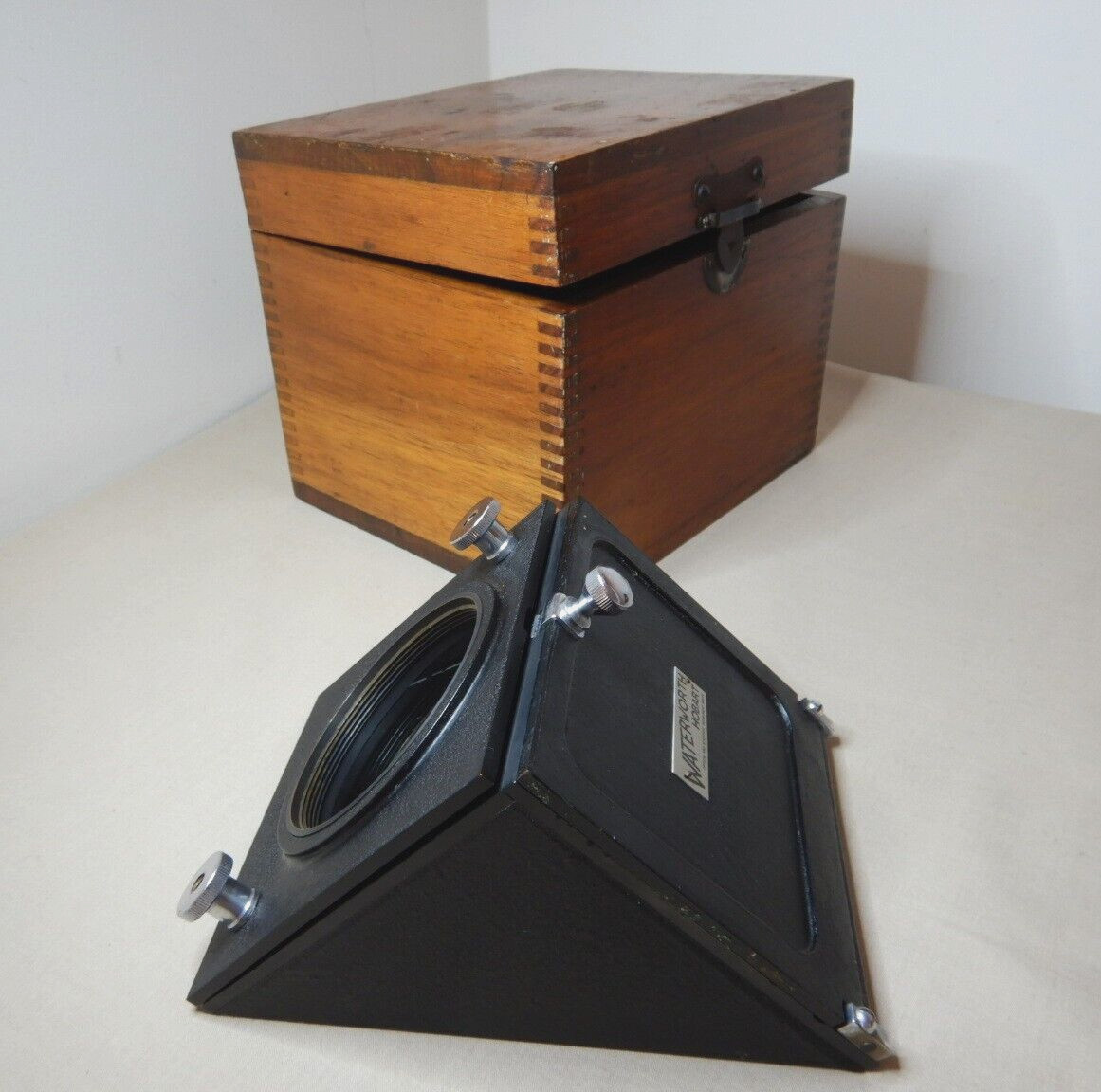 ANTIQUE AUSTRALIAN WATERWORTH SCIENTIFIC METAL GLASS SIGHT PRISM ORIGINAL CASE