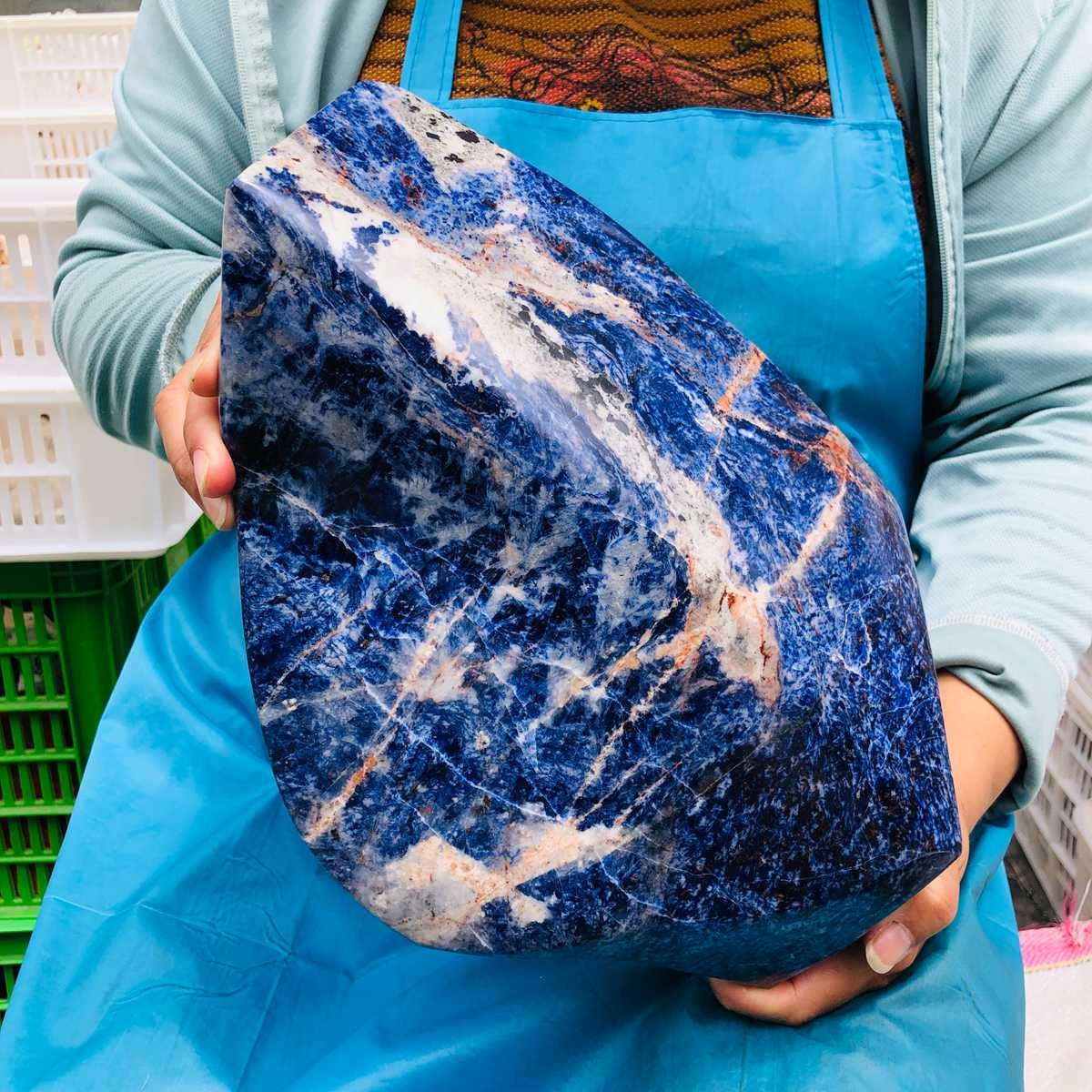 14.47LB Large Natural Blue Vein Stone Quartz Crystal Mineral Healing Sample 5891