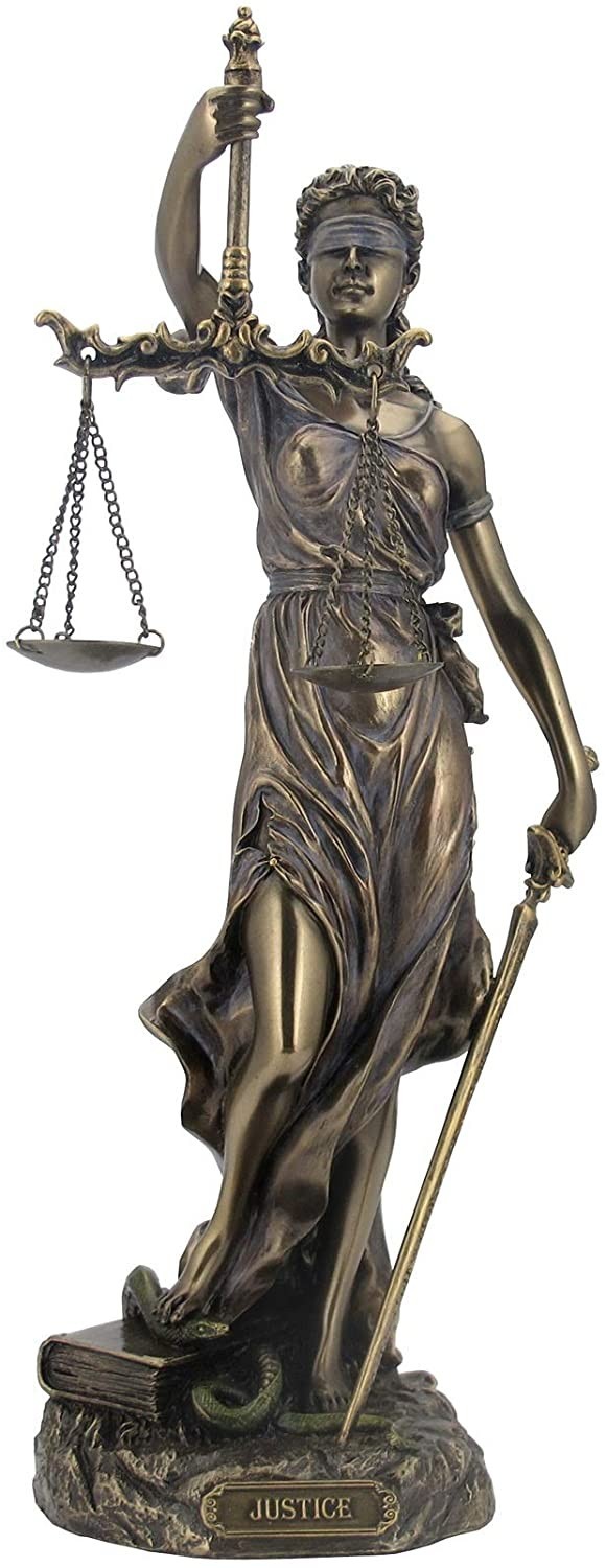 Cold Cast Bronze Cardinal Virtues Our Lady of Justice Statue Home Decorative