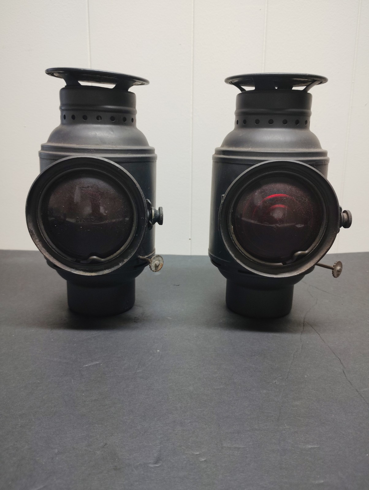 VTG Dietz Monitor Carriage Driving Light Antique Tail Lamp Oil Lantern Pair  Set