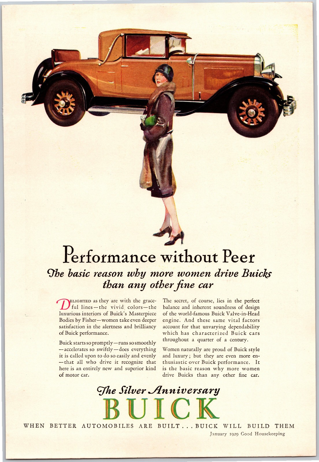 Vintage 1929 Buick, Silver Anniversary,  Auto, Automobile, Car 20\'s Print Ad