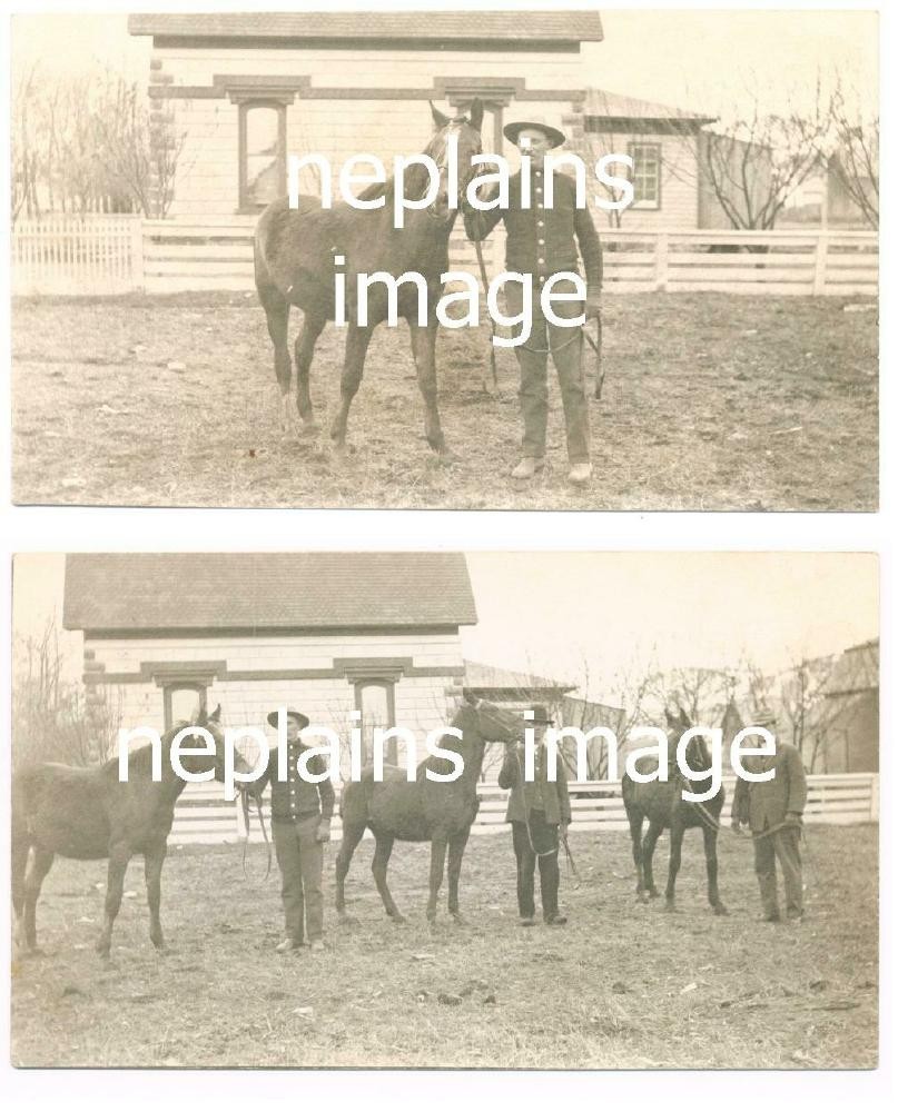 Sturgis, South Dakota - Men & Horses (Sparks, Garlick, Kelly) c1910 RPPC (2 pcs)