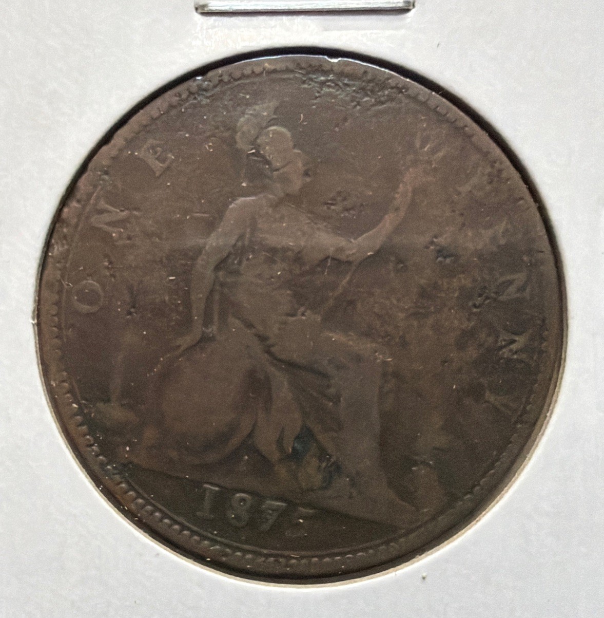 1875 Great Britain 1 Penny Bronze Coin-30.8MM-Victoria-KM#755