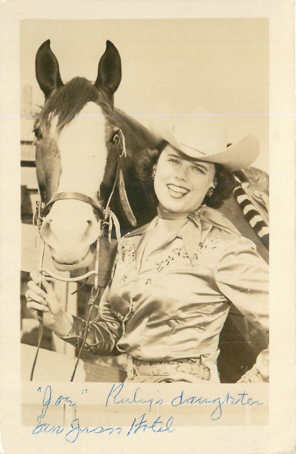 Vintage RPPC Cowboy Hat Ad Woman Horse \