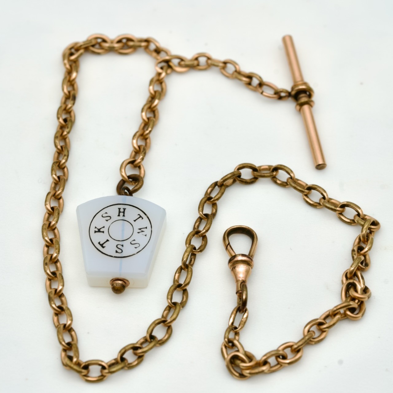 Antique Albert Style Gold Watch Chain with Masonic Keystone 