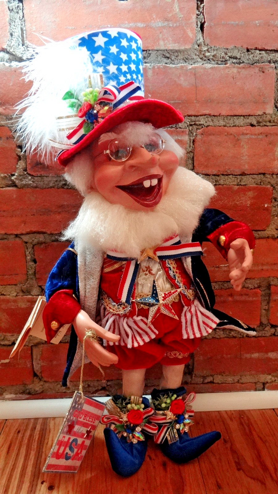 Mark Roberts God Bless USA Elf Medium 19.5” LE 45/50 COA Box Patriotic