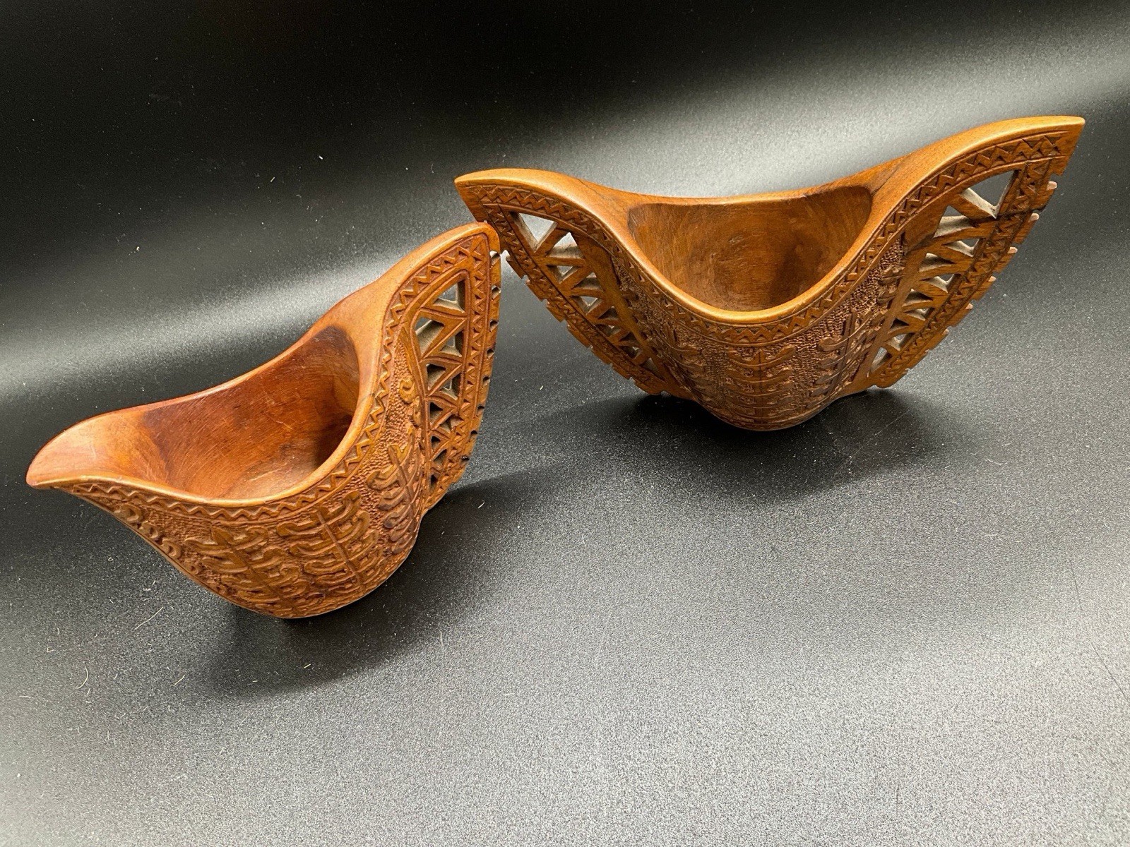 VTG Hand Carved Wood Yugoslavian Balkan Kuksa Wedding Cups