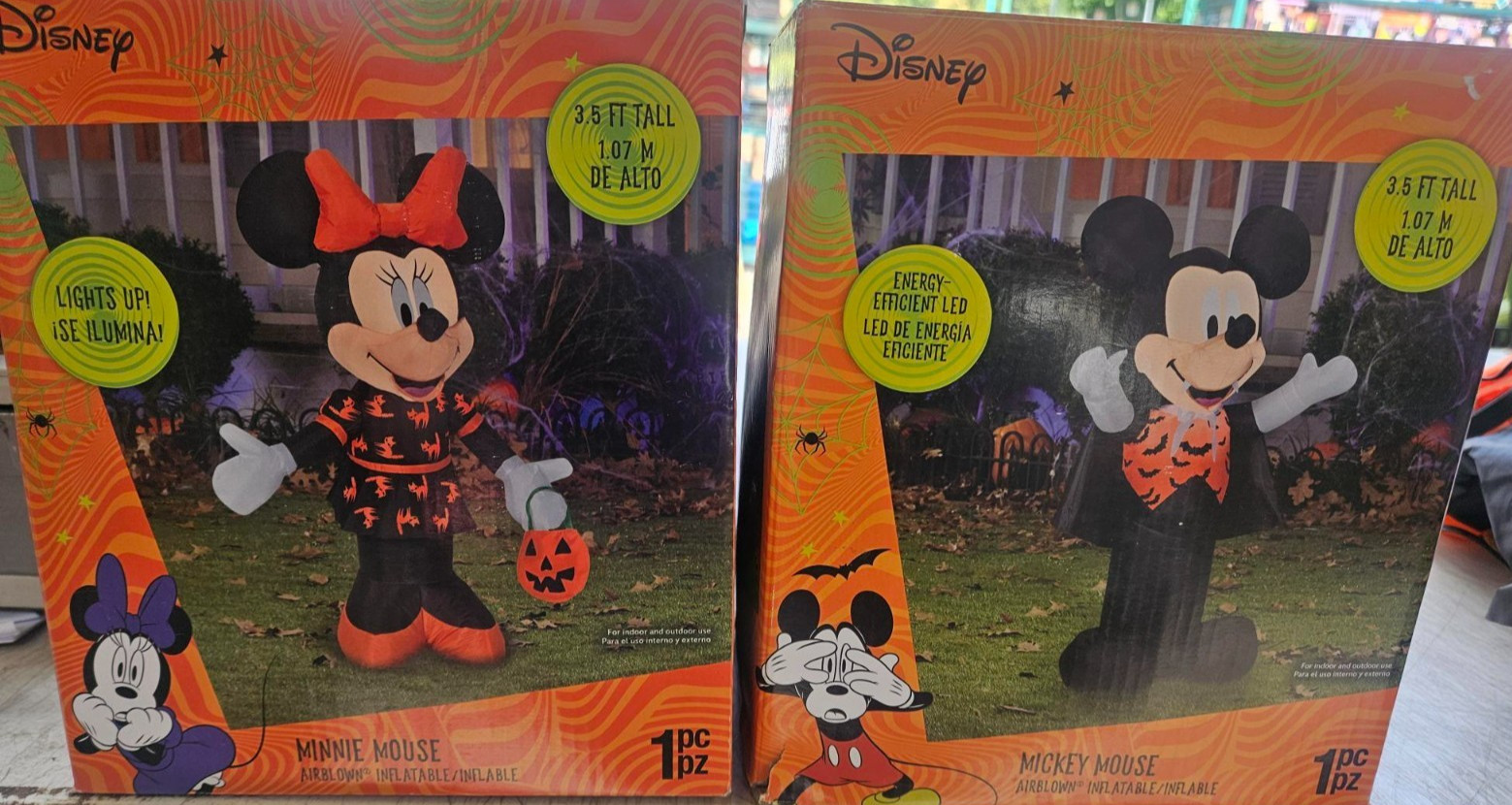 Gemmy 3.5ft Tall Disney\'s Mickey & Minnie Halloween Couple Inflatables