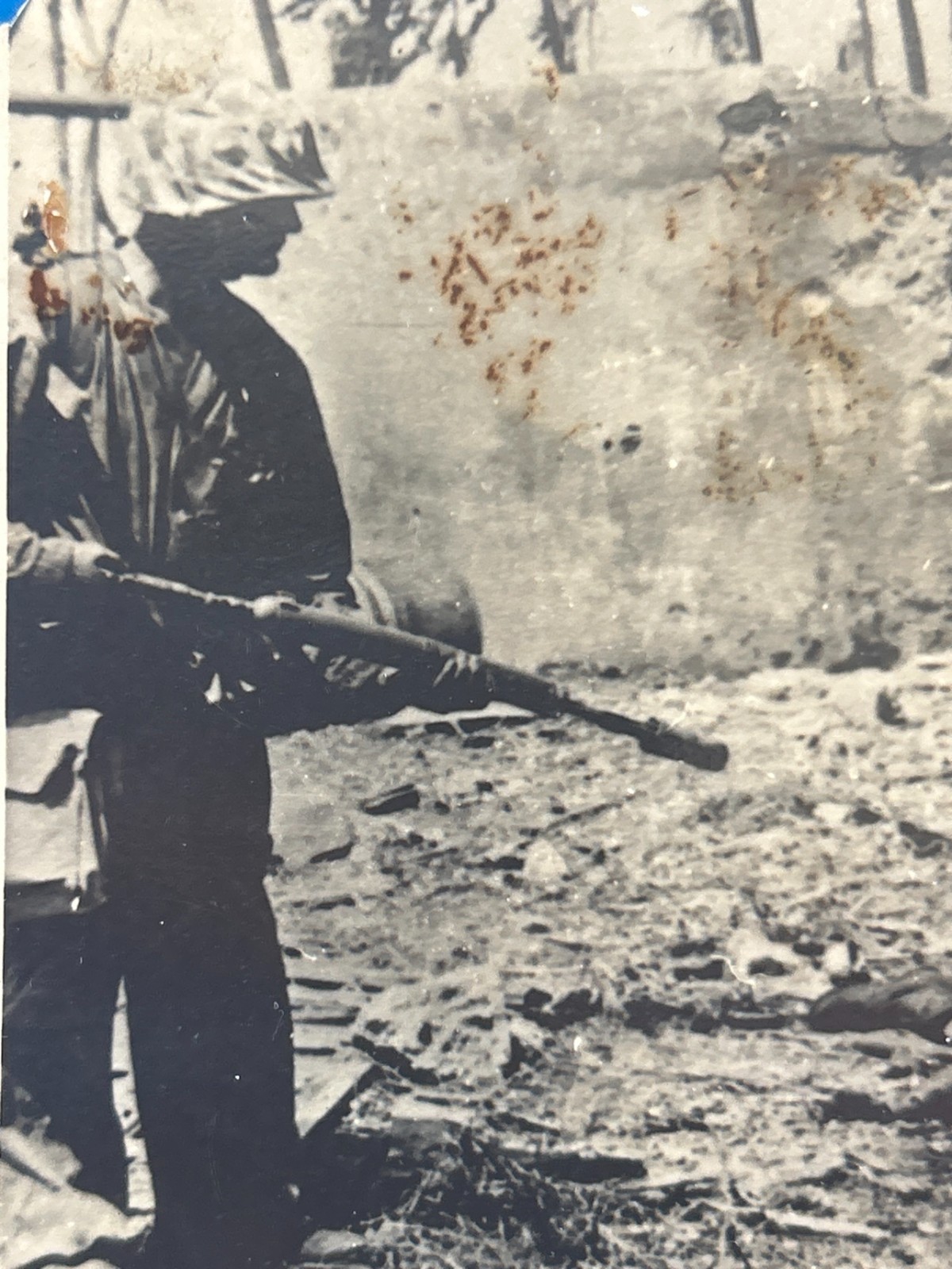 WWII Soldier Flame Thrower Bunker Pillbox 1940s Military Snapshot Bodies