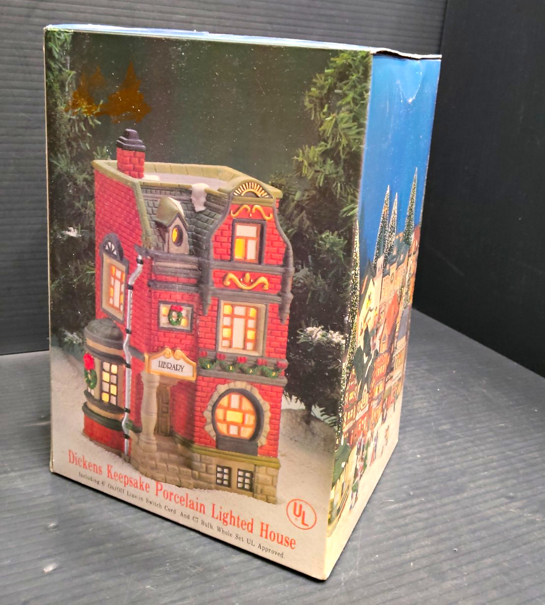 Vintage 1995 Dickens Keepsake Porcelain Lighted Library House Christmas Village