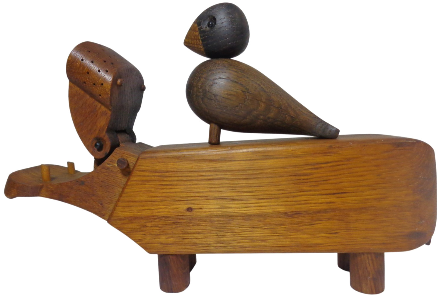 KAY BOJESEN DENMARK MID-20TH C VINT SGND OAK/TEAK HIPPOPOTAMUS KINETIC WD FIGURE