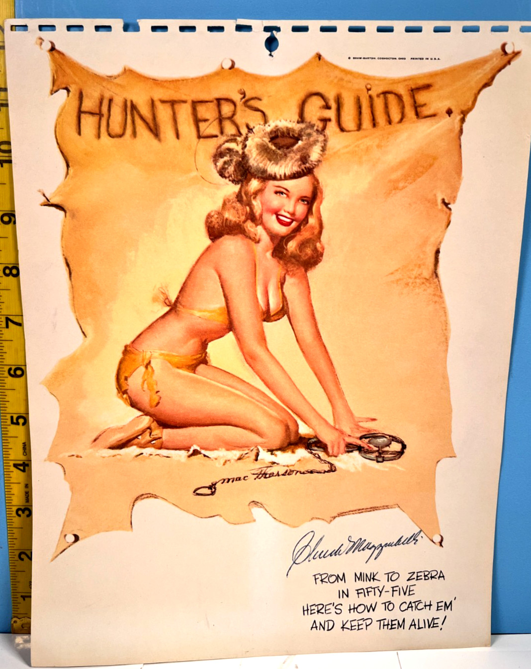 1953 Earl MacPherson Hunters Guide Pinup Girl Sketchbook Cover Signed by Chuck M