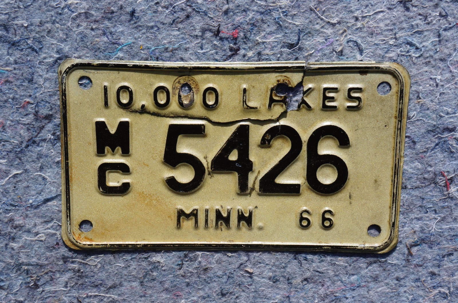 1966 Minnesota MC MOTORCYCLE License Plate