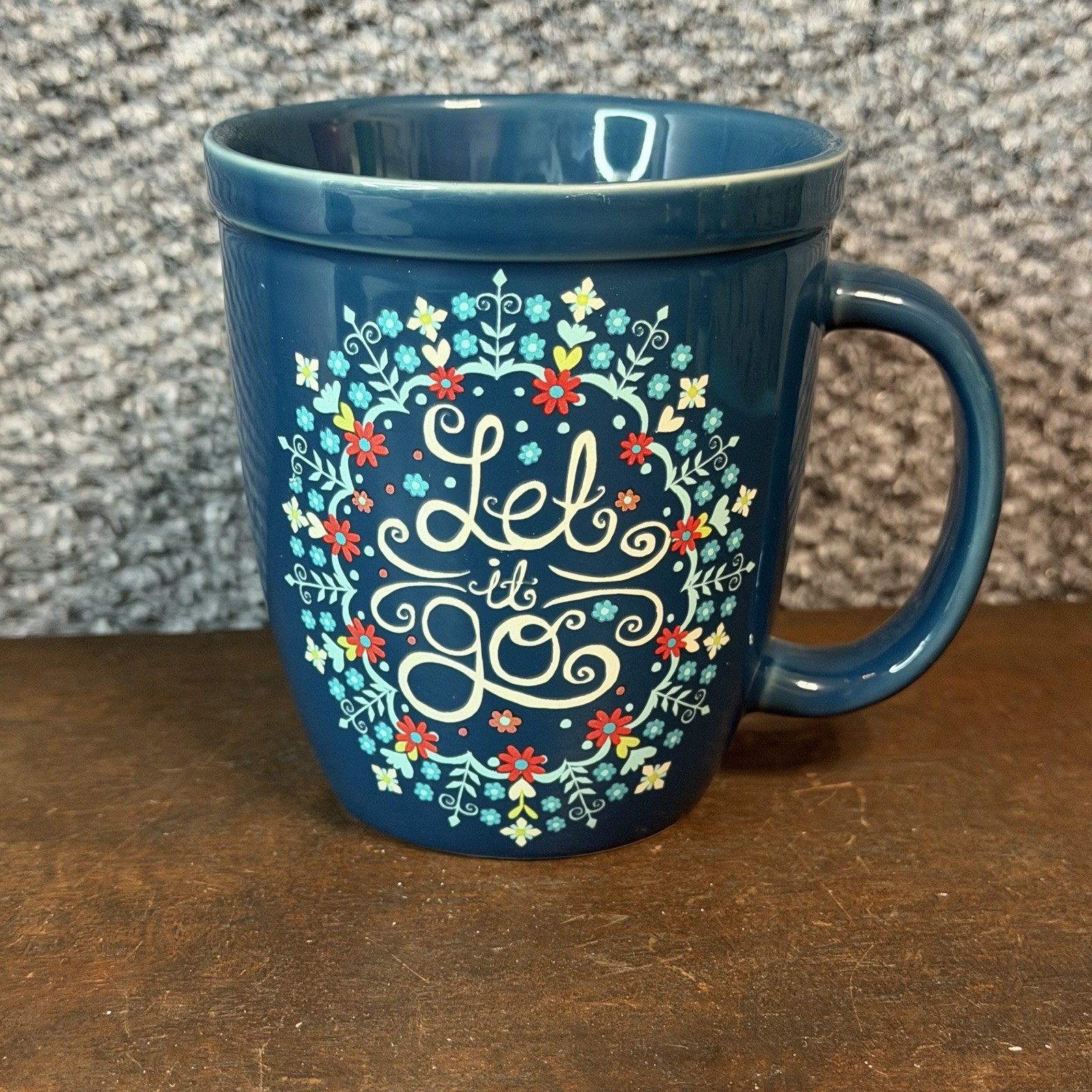 Natural Life Let It Go Floral Mug Ceramic Folk Art *Retired*
