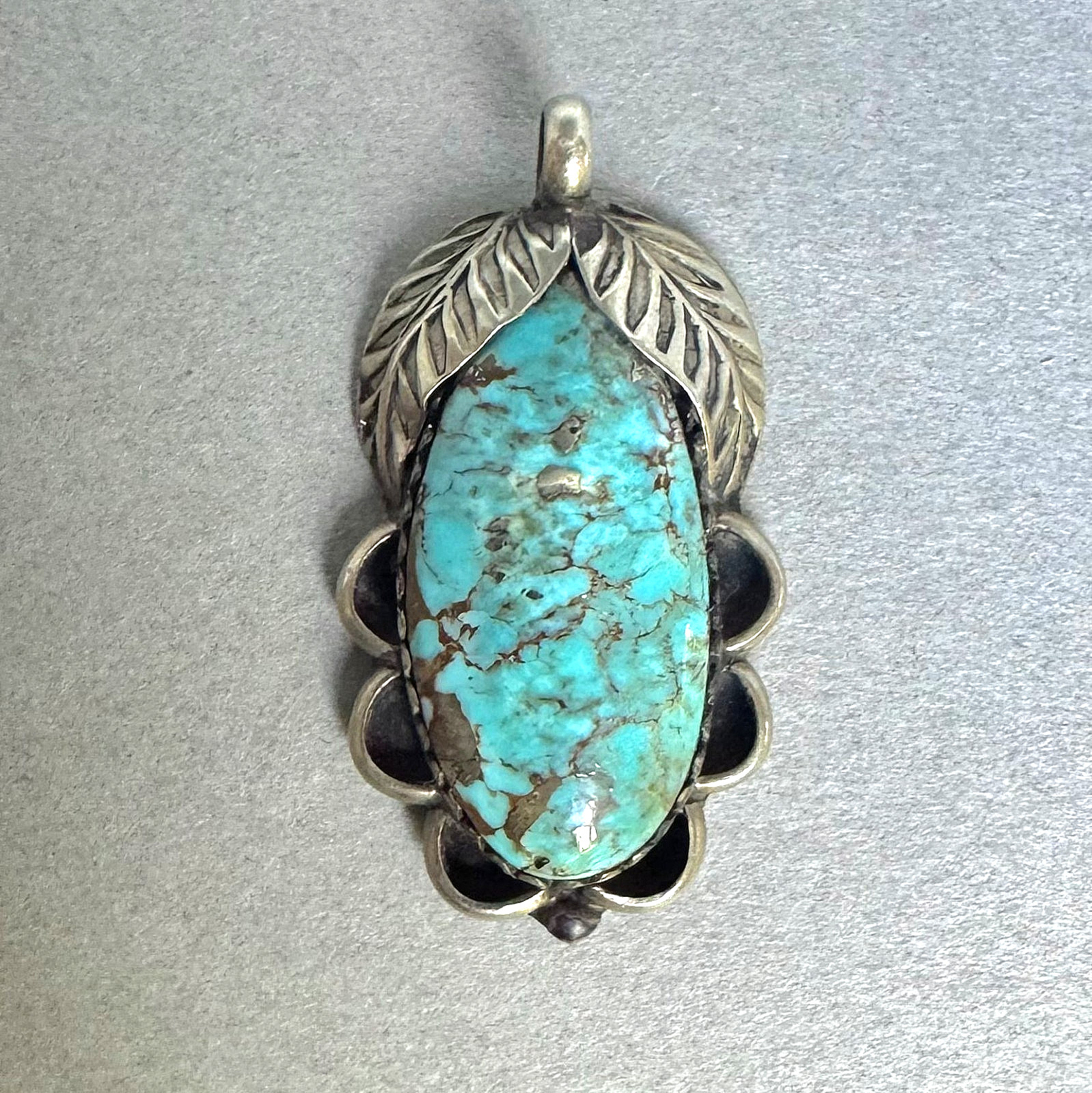 Old Pawn Navajo Sterling Silver Turquoise Pendant