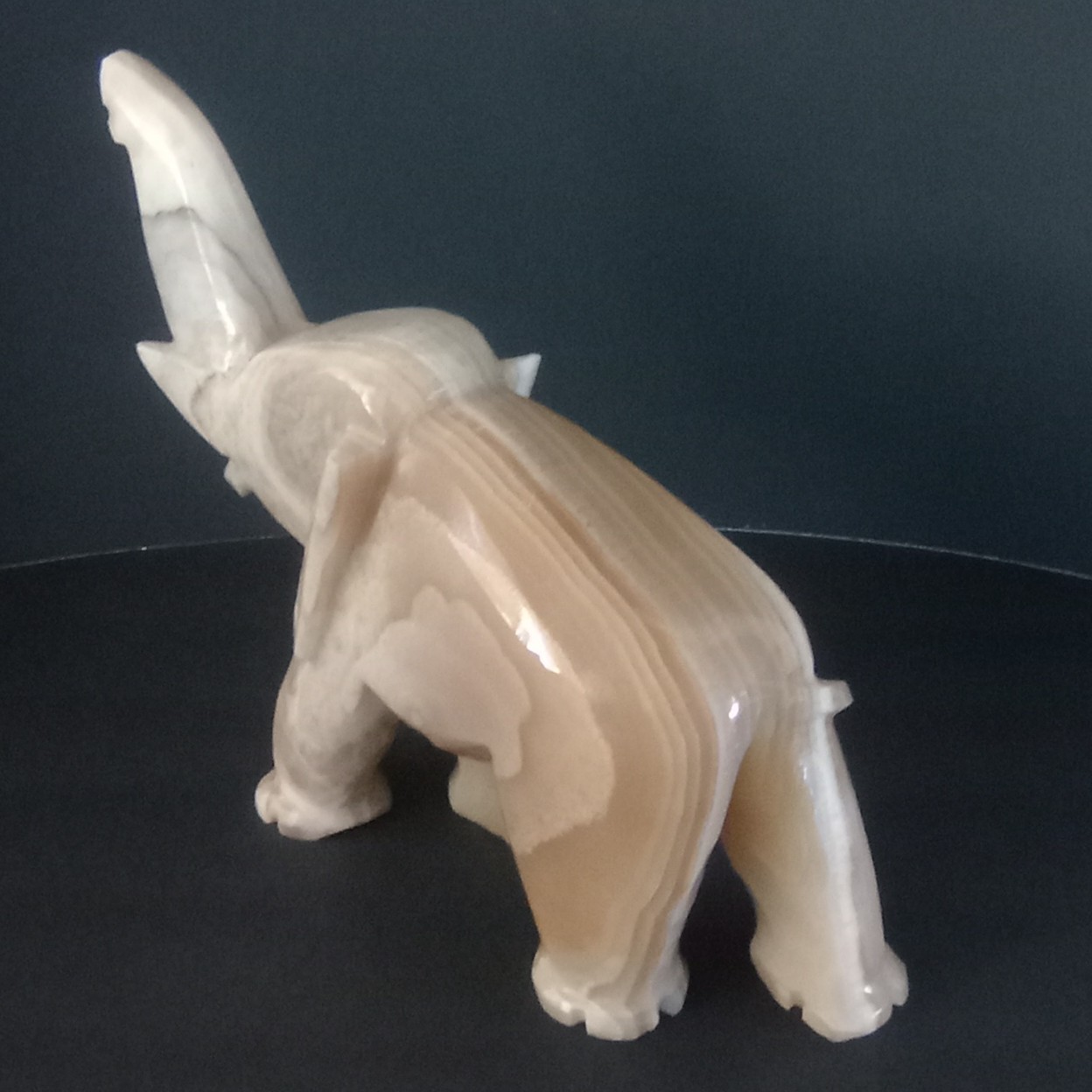 Vintage Hand Carved Onyx Elephant Figurine  10