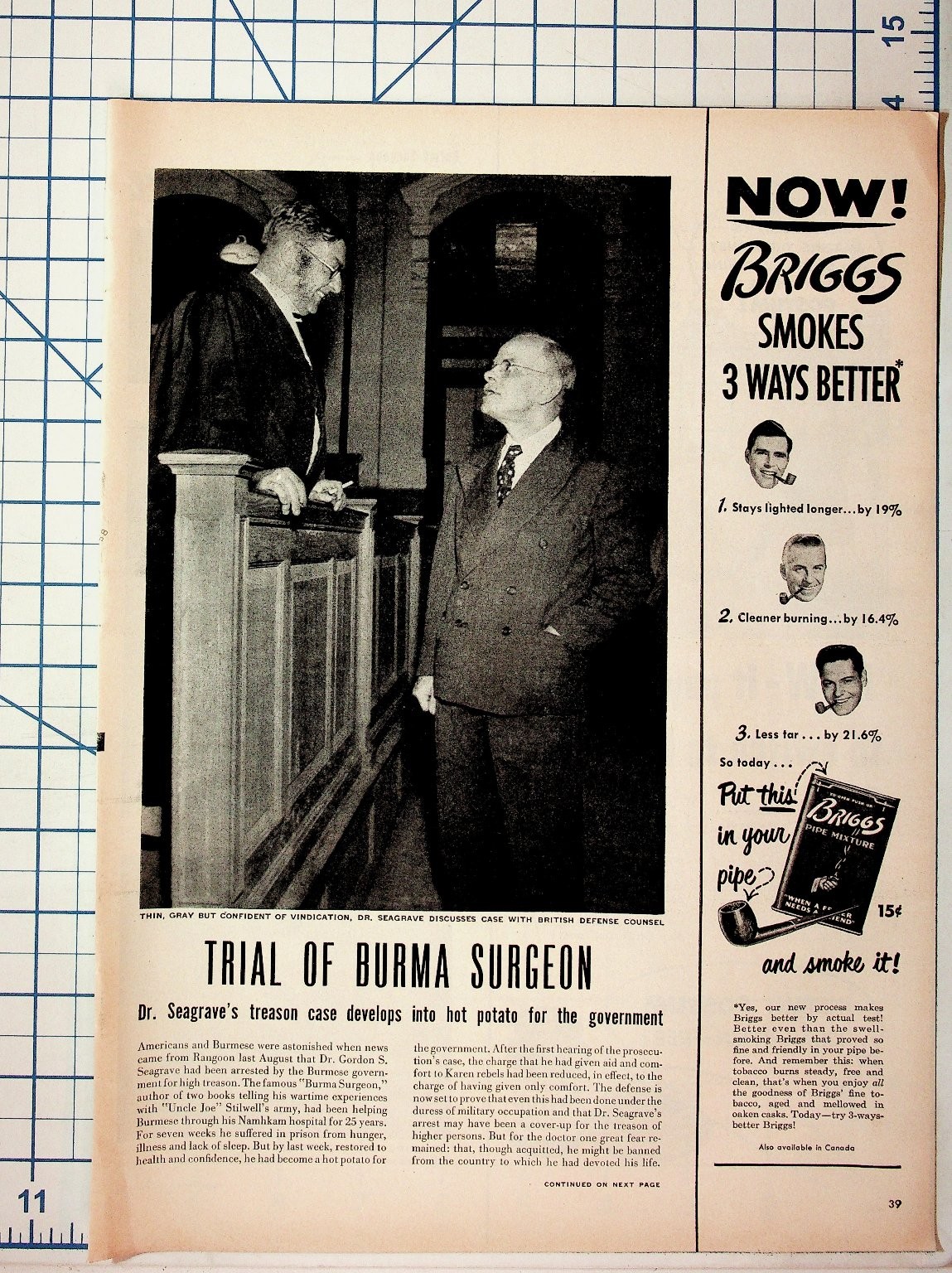 Vintage 1950s Dr. Seagrave Burma Surgeon Trial Magazine Article & Ads