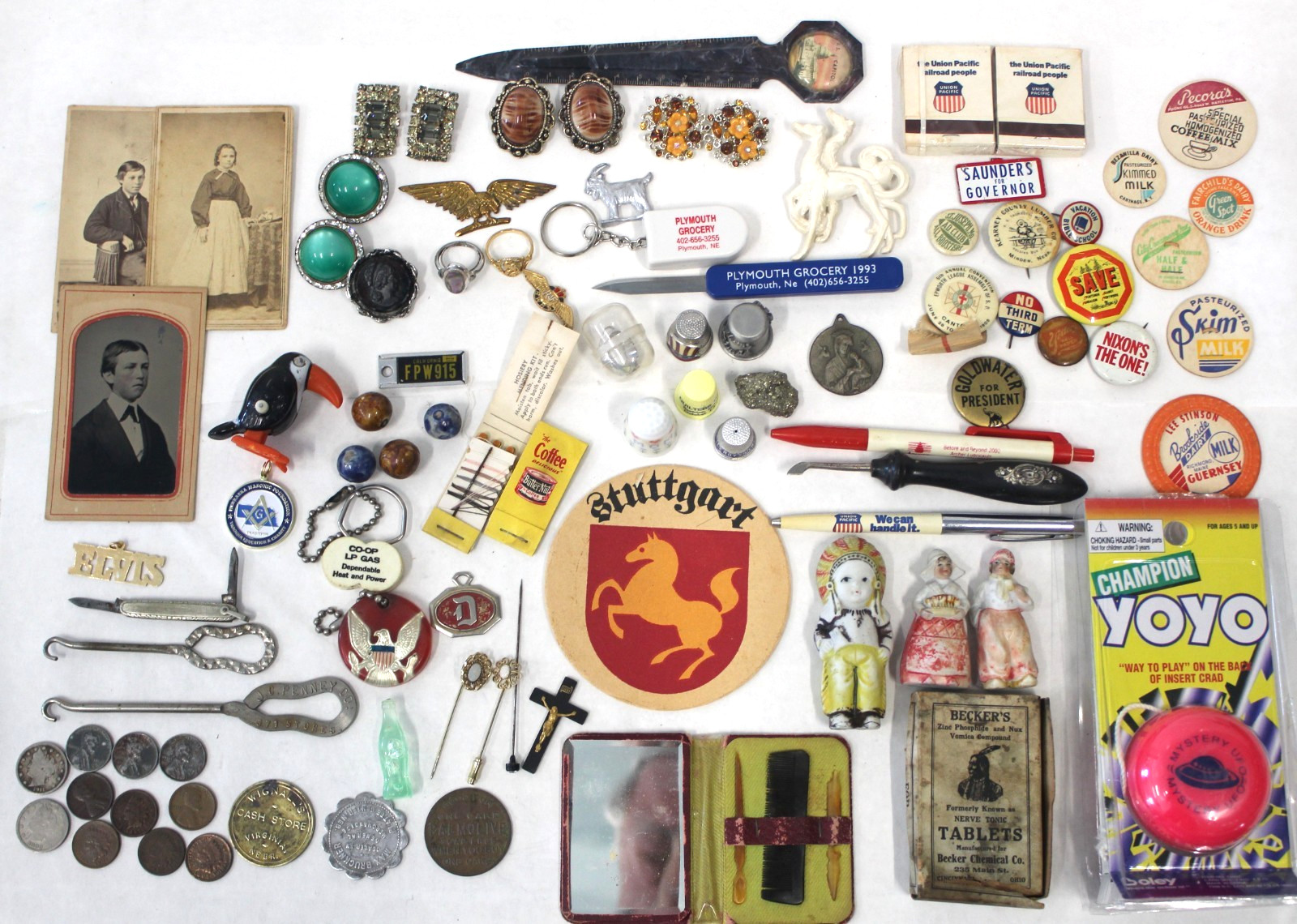 Junk Drawer Lot of Vintage & Antique Collectibles