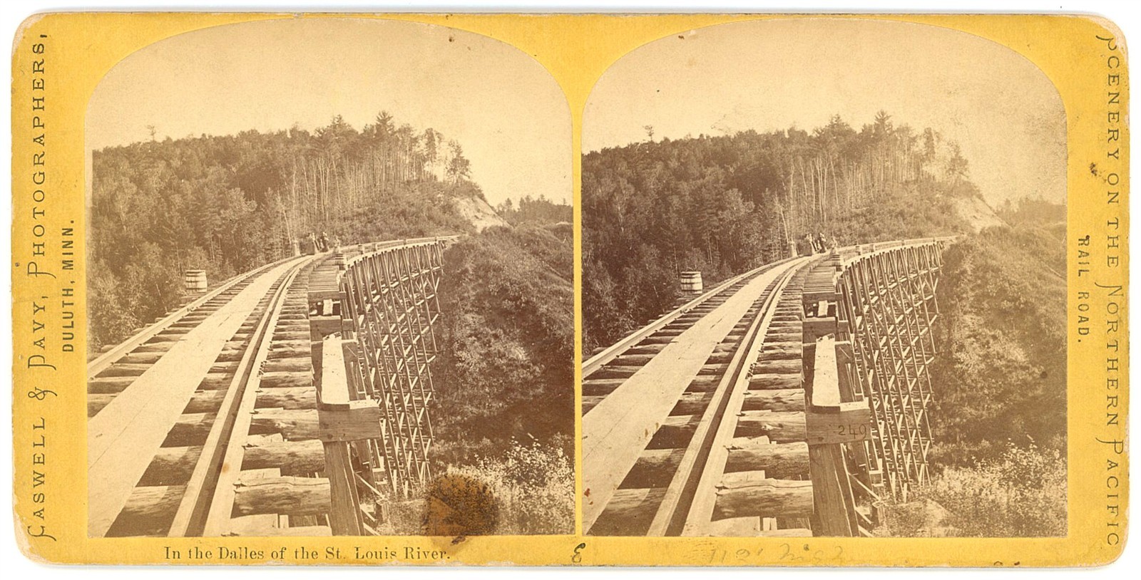MINNESOTA STEREOVIEW - Duluth Area Railroad Bridge - Caswell & Davy 1870s