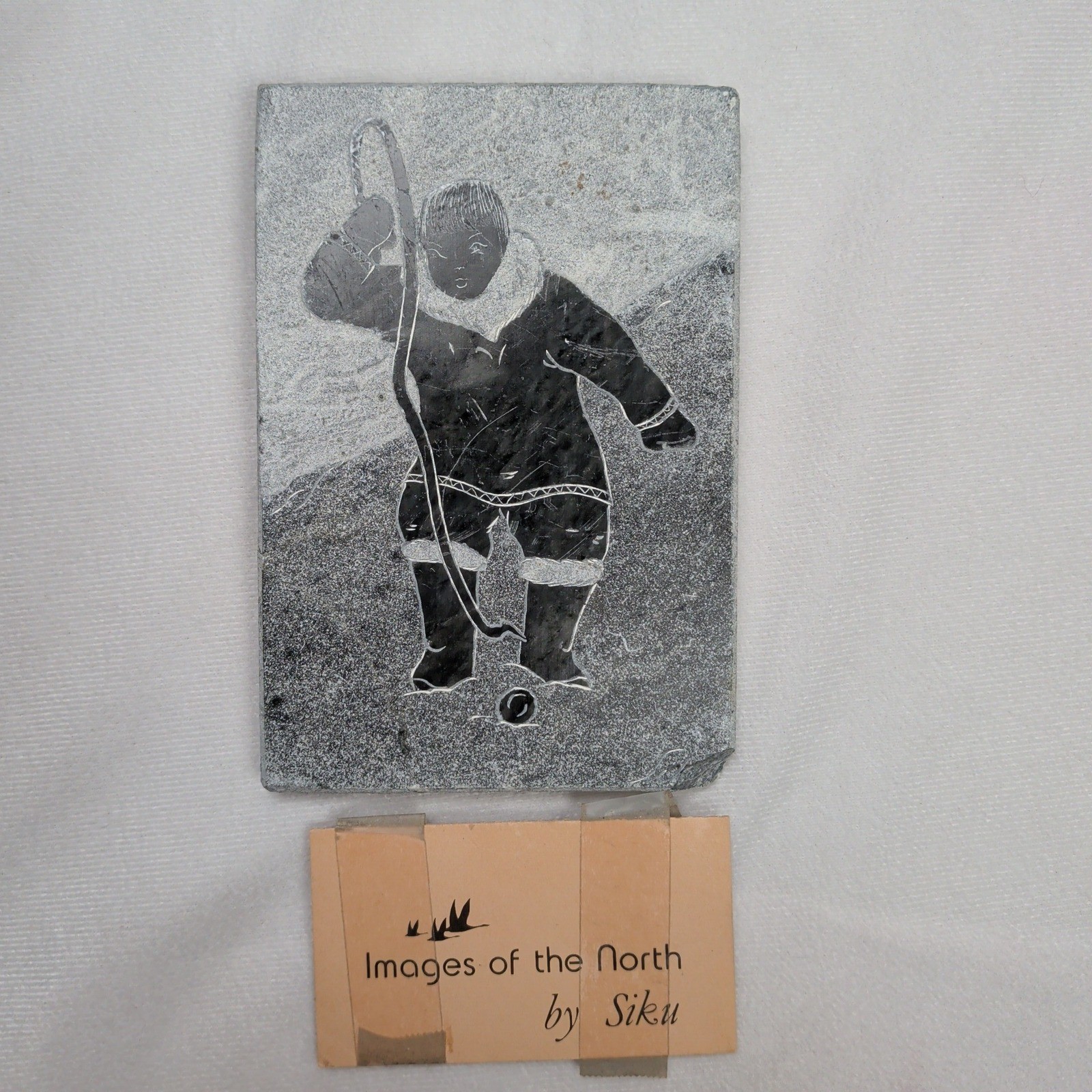 Vintage SIKU Images of the North Stone Plaque Inuit Arctic Art Canada 6x4