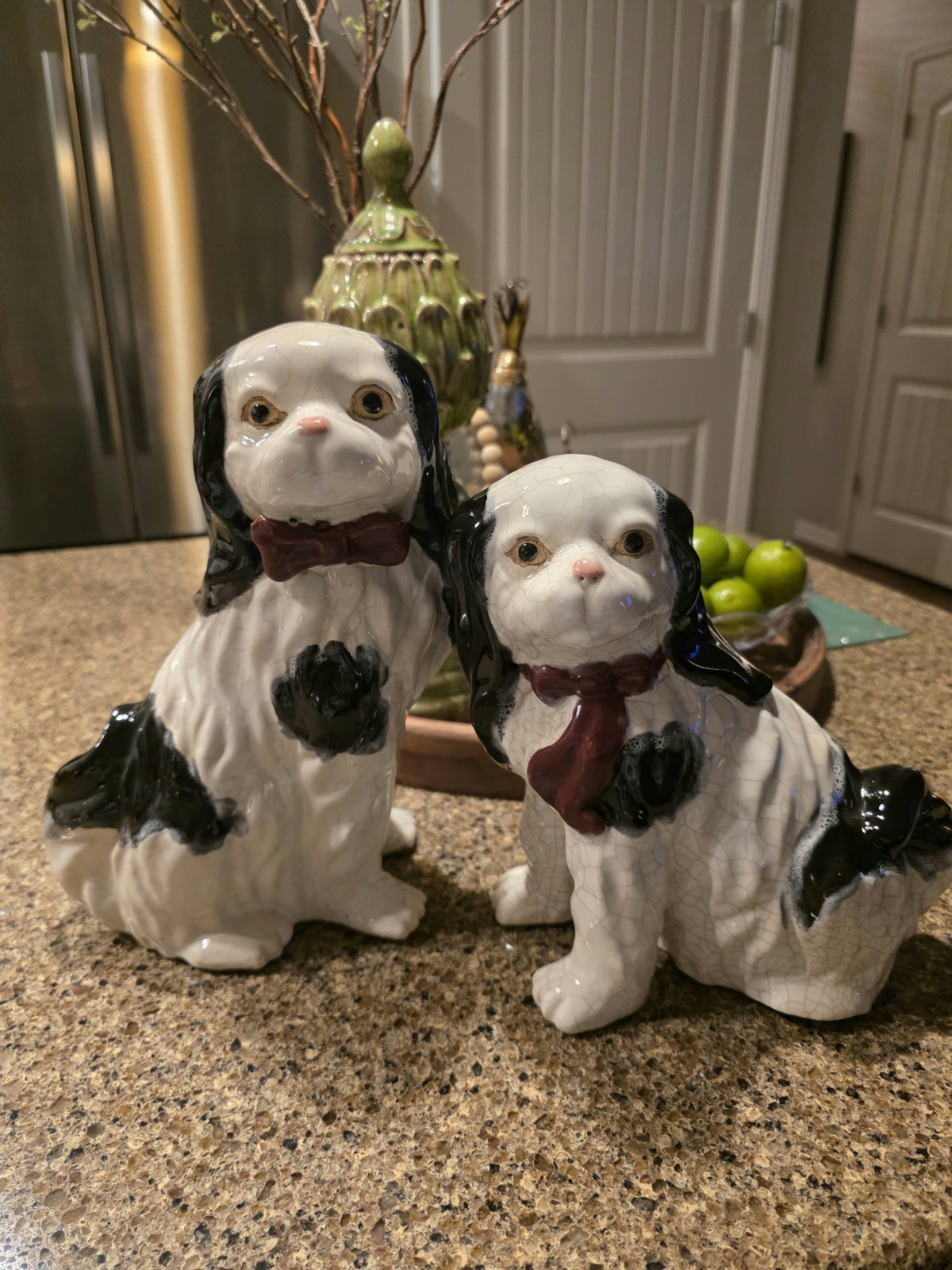 2 Large Vintage Staffordshire Style Cocker Spaniel King Charles Mantel Dogs