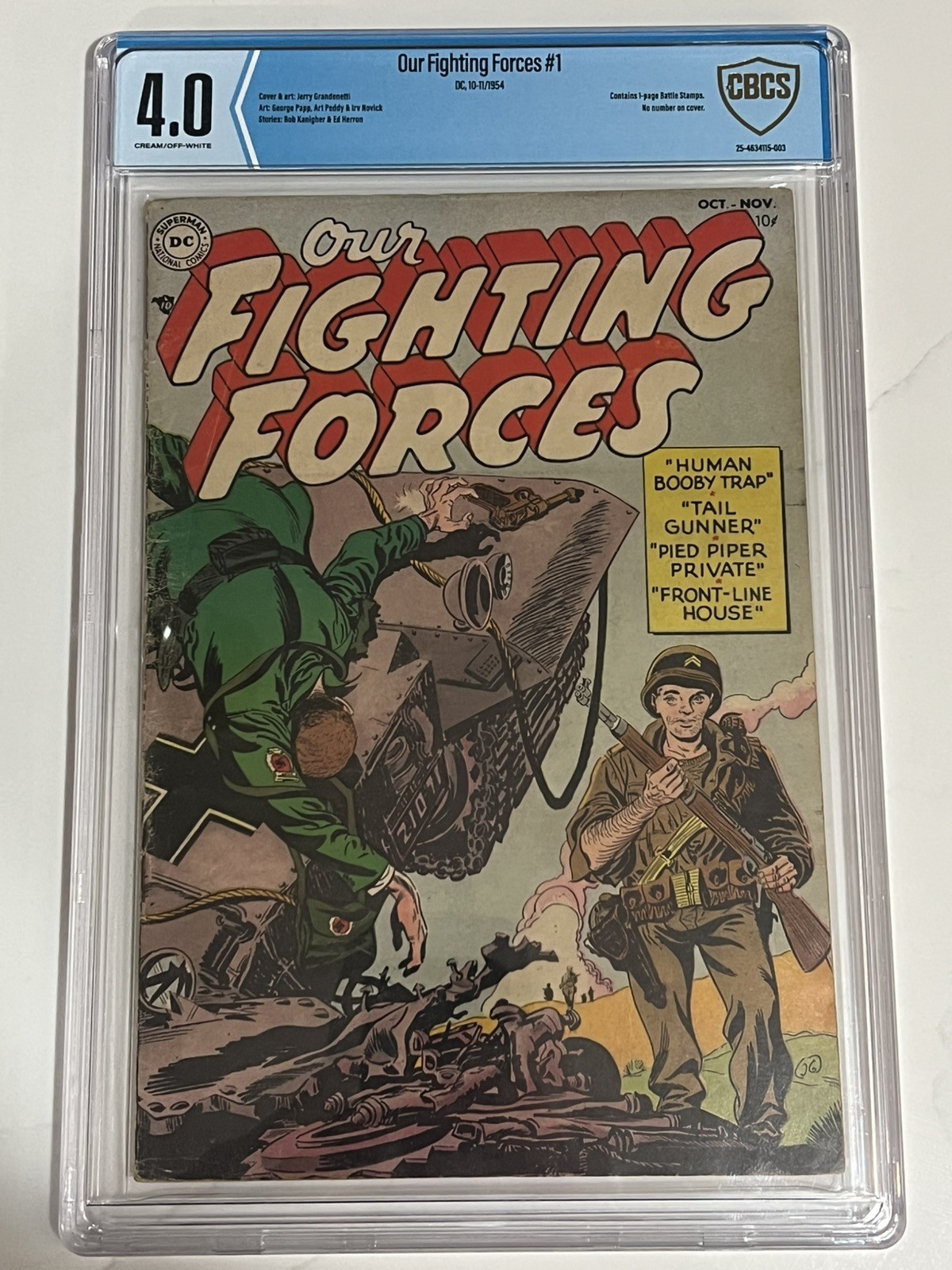 Our Fighting Forces #1 CBCS 4.0 - 1954 DC War Key - High Gloss & Appeal - VIDEO