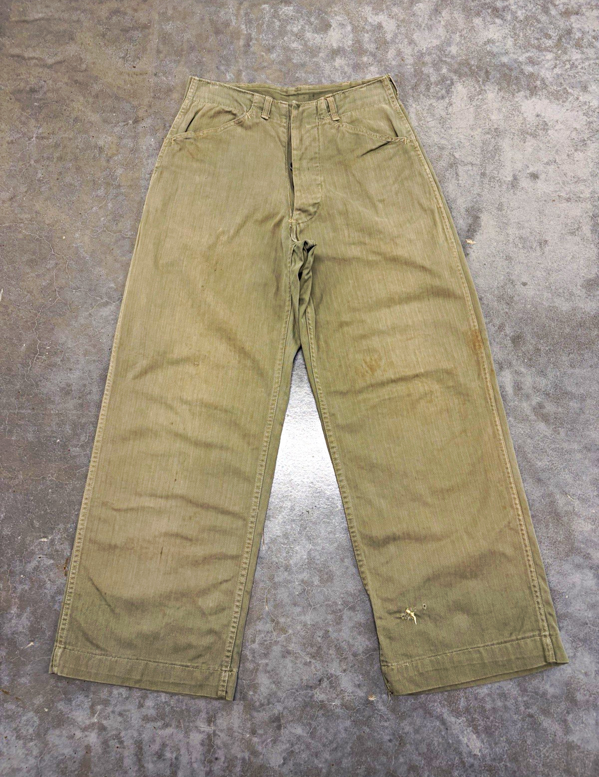 Vintage WW2/ 1940s P-41 stenciled USMC HBT trousers