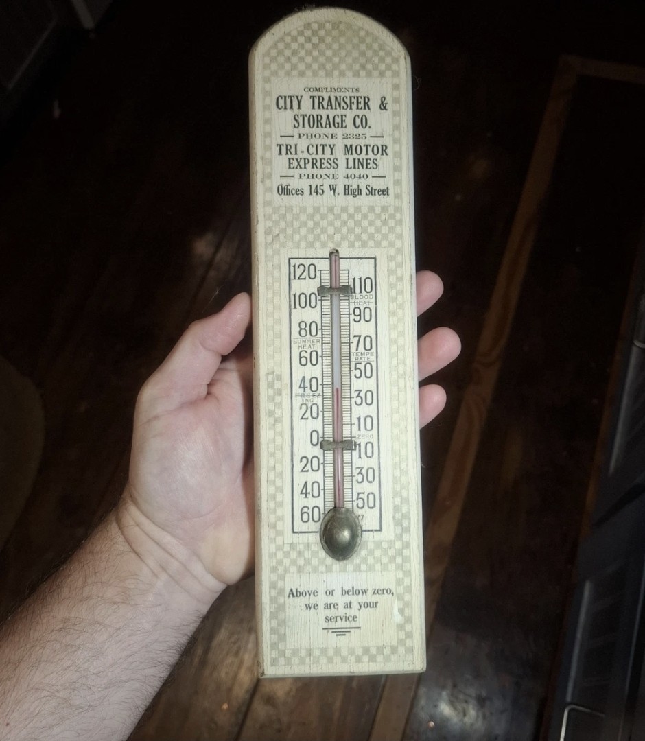 1920s High point NC Advertising City transfer storage co RAILROAD Thermometer