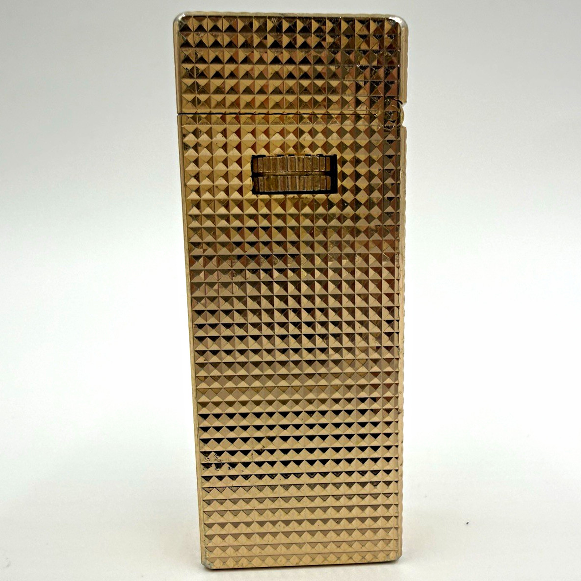 Vintage ZAIMA Castaly Gold Tone Butane Lighter Japan 1970s Textured