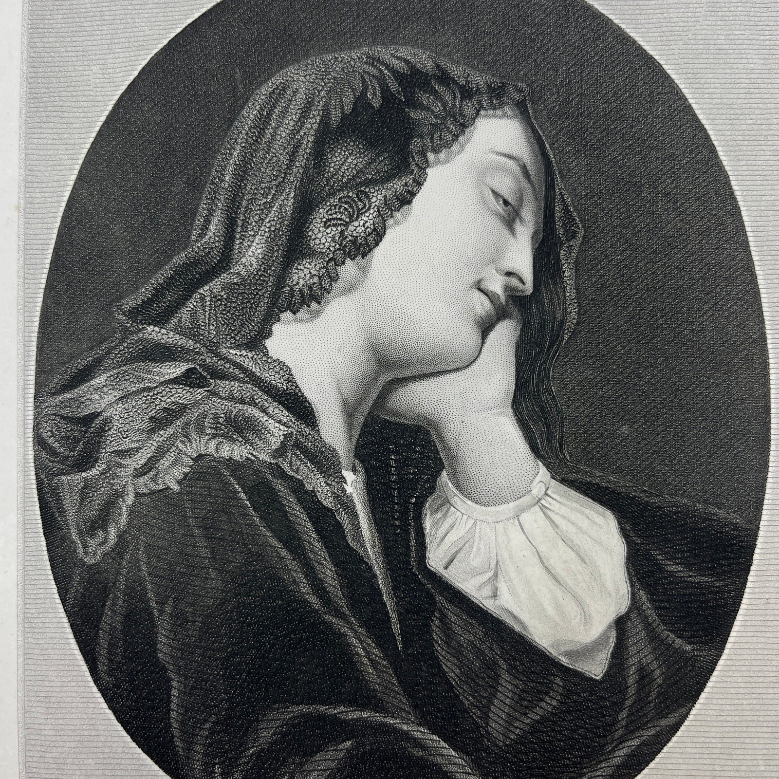 1864 Original Steel Art Engraving - Dolorosa Painful St. Catherine 8.5x11