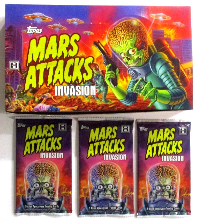 2013 Topps Mars Attacks INVASION -3 SEALED HOBBY PACKS PLUS EMPTY DISPLAY BOX