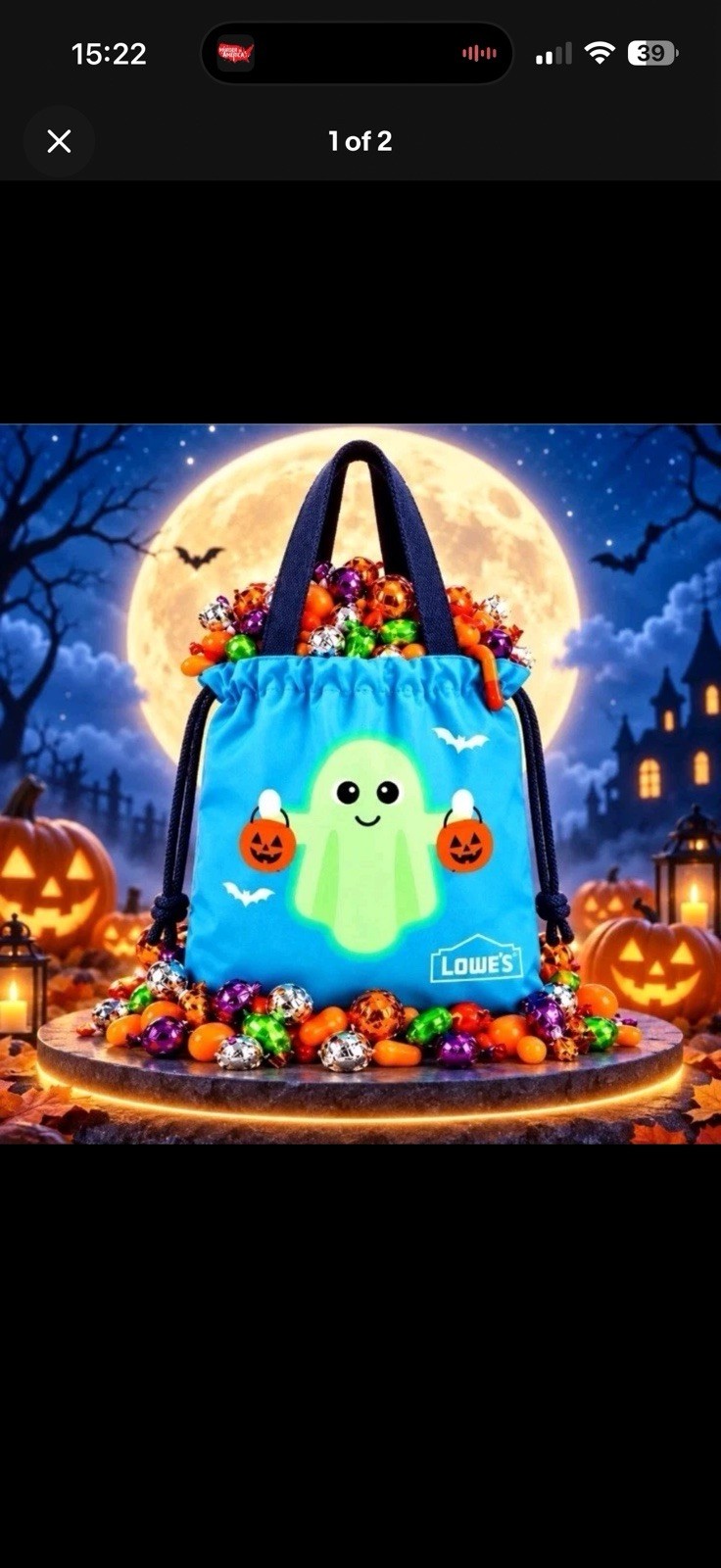 Lowe’s Rewards Trick or Treat Tote Bag Limited Edition Glow In The Dark