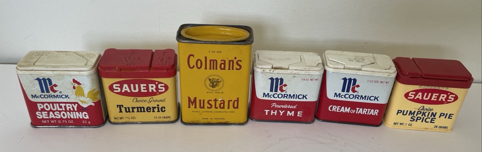 Vtg Spice Tin Metal Seasoning McCormick Sauer’s Colmans Empty Lot Of 6