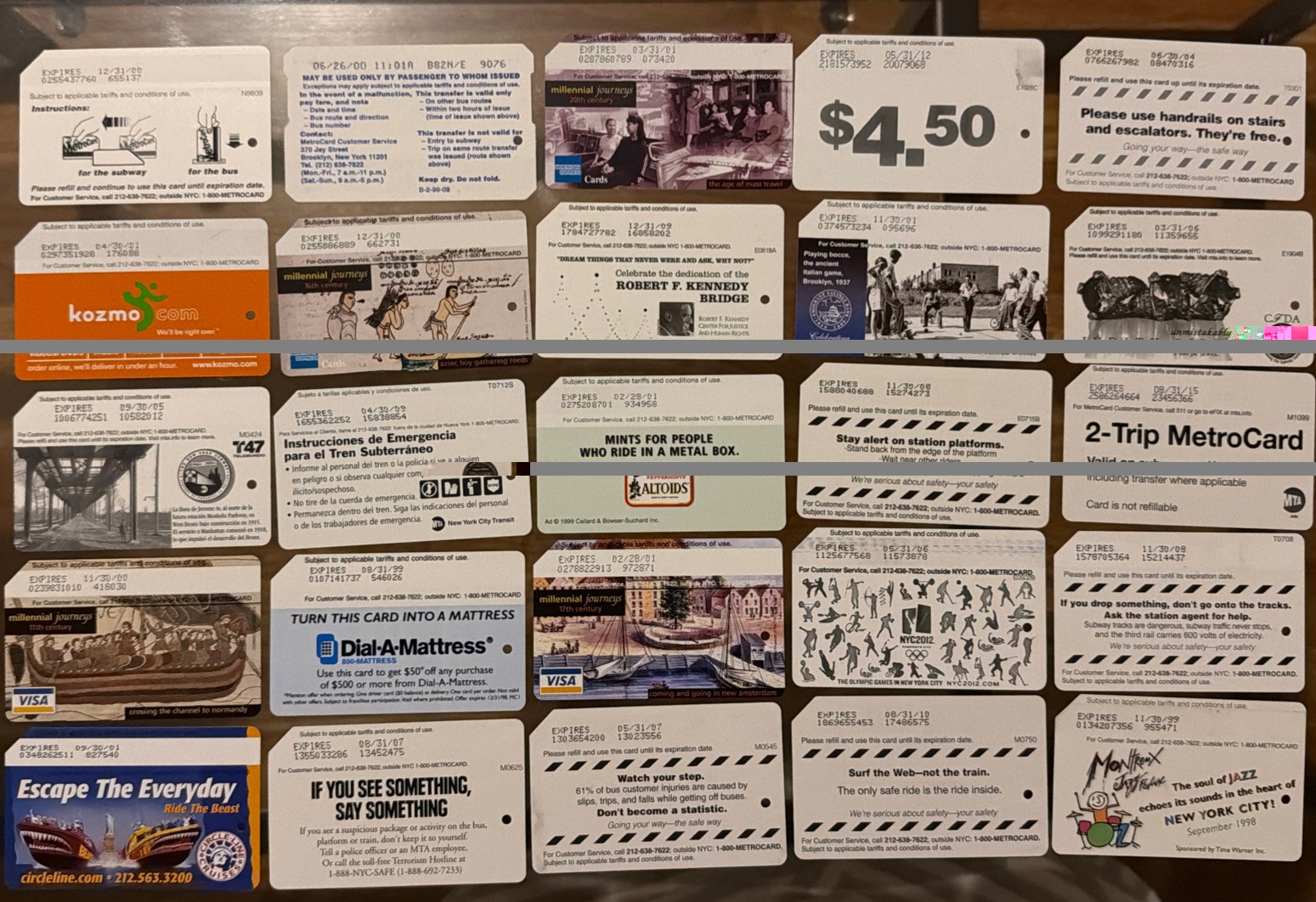 Vintage NYC Subway Metrocards Lot Of 25 Used Average